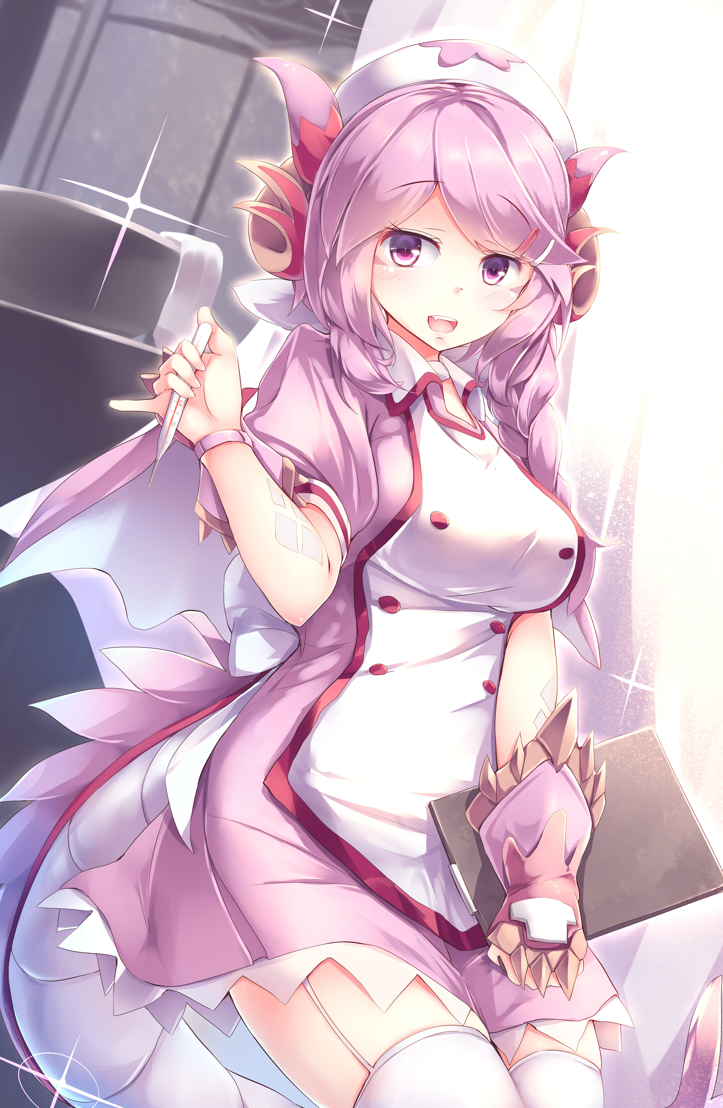 Anime Anime Girls Yu Gi Oh Trading Card Games Nurse Dragonmaid Pink Hair Maid Maid Outfit Artwork Di 2480x3800