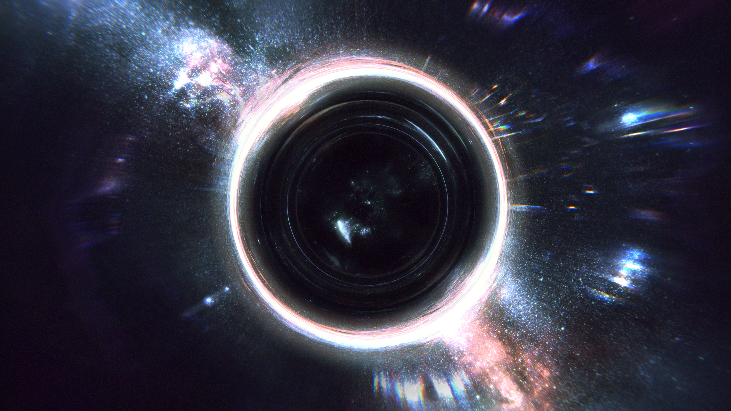 Space Science Fiction Black Holes Warp Stars Lights 2560x1440