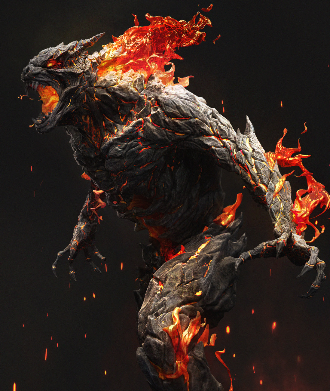 Artwork Fantasy Art Digital Art Demon Fire Creature 1098x1300