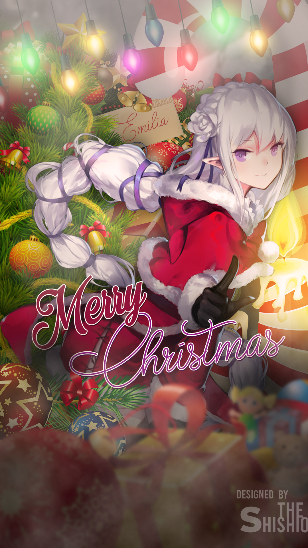 Anime Navidad Christmas Emilia Re Zero Re Zero Kara Hajimeru Isekai Seikatsu Anime Girls 1080x1920
