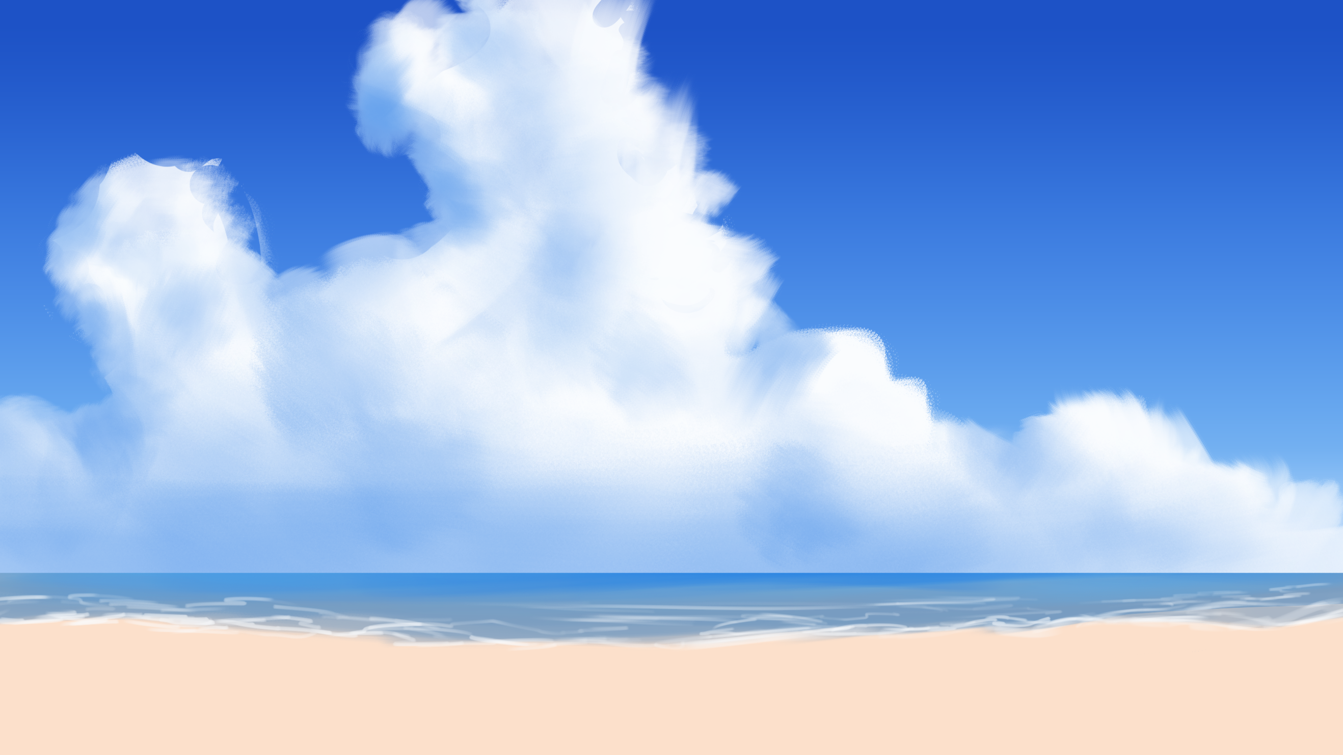Clouds Beach Sand Waves 2636x1482
