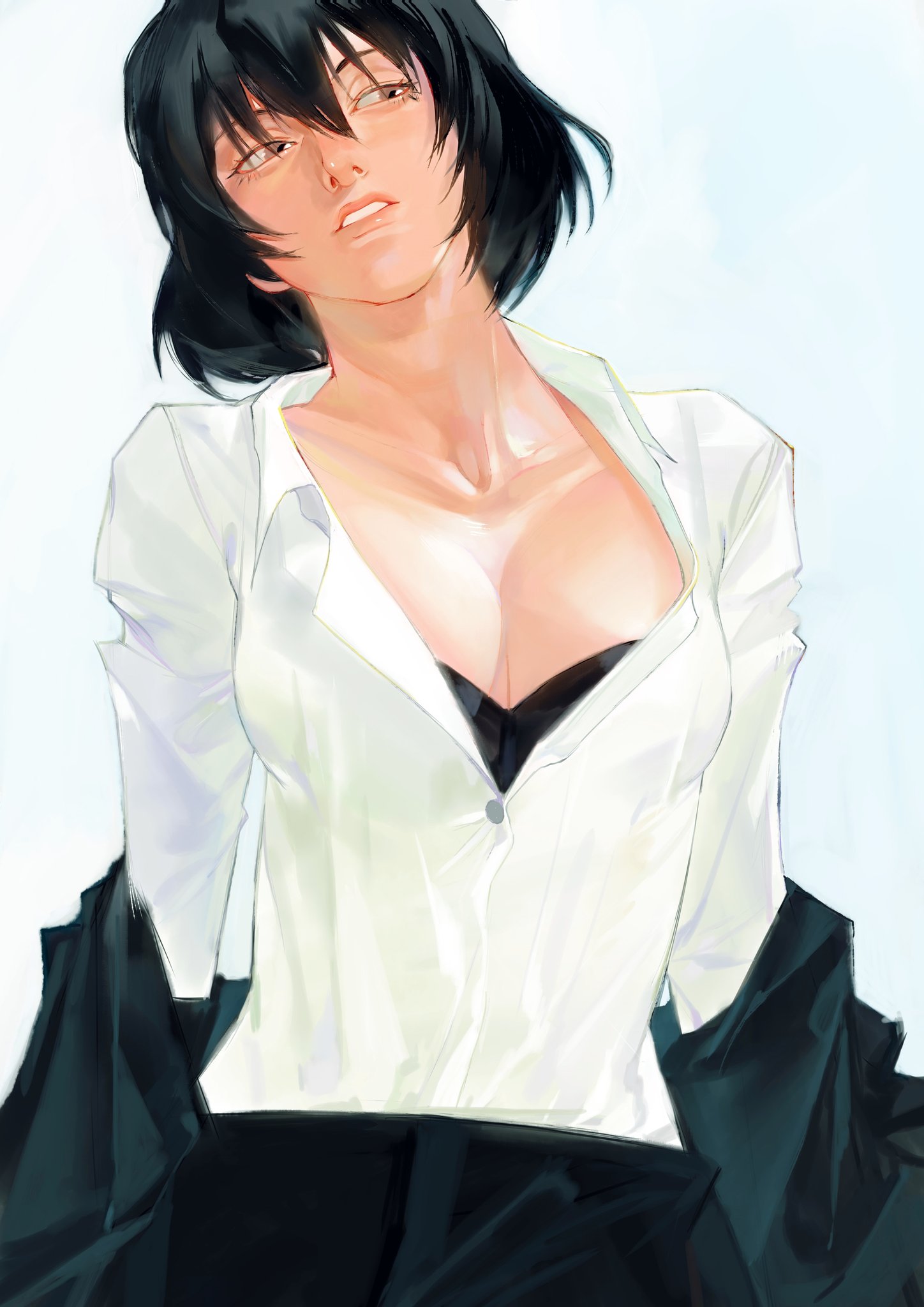 Anime Anime Girls Kekkai Sensen Chain Sumeragi White Shirt Sitting Black Hair Bob Hairstyle Costumes 1448x2048