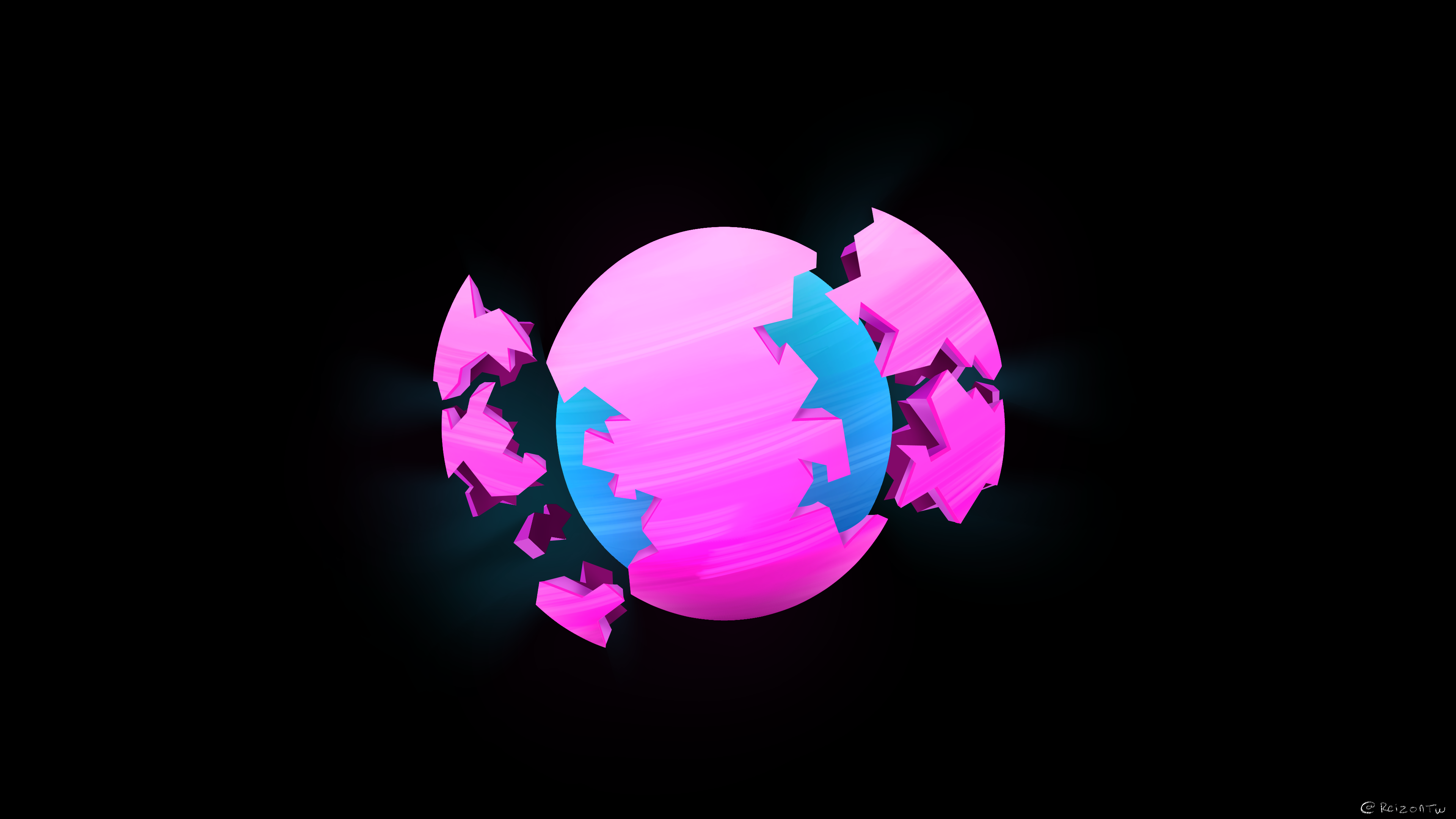 Minimalism Planet Pink Blue 3840x2160