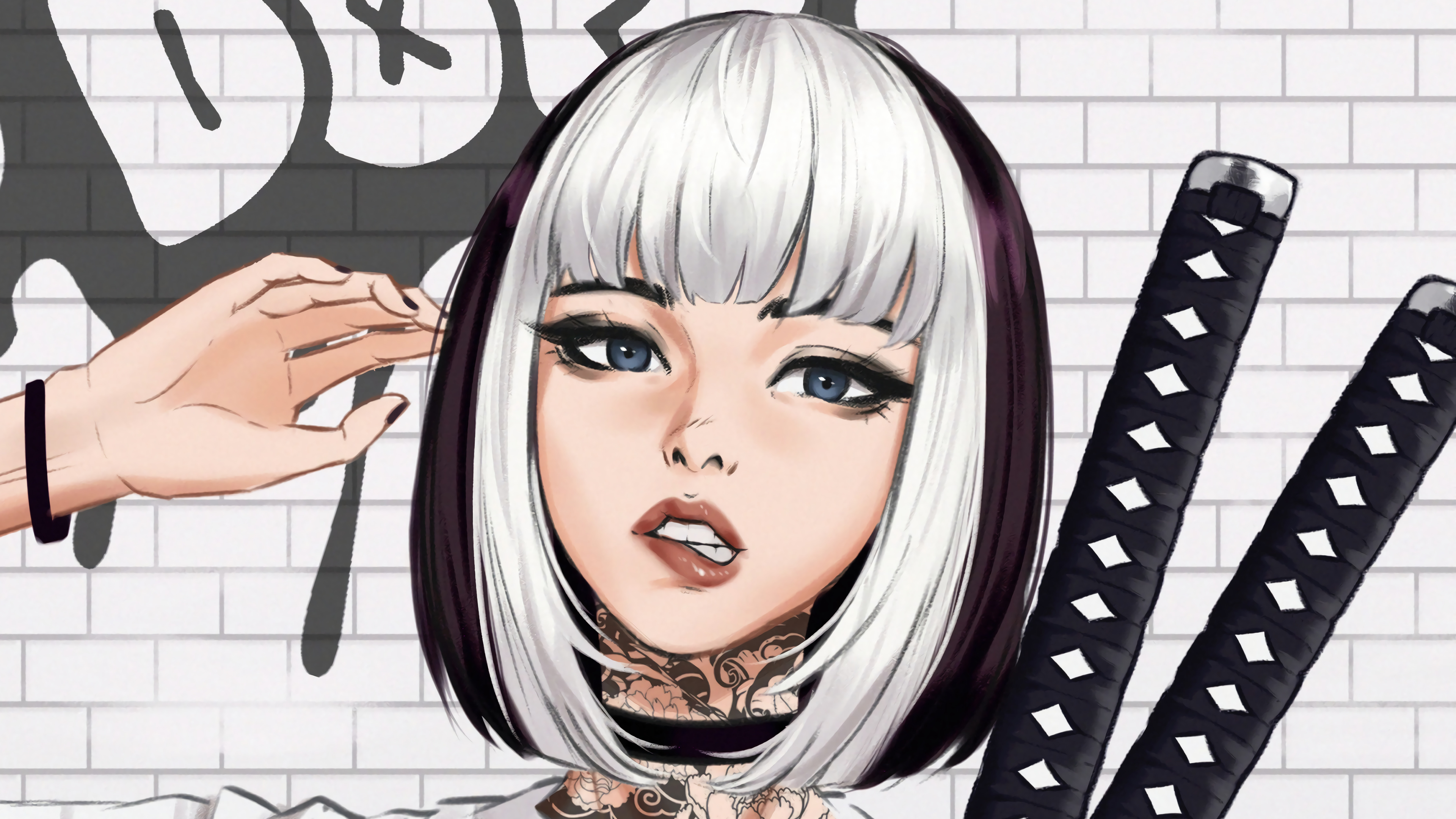 Black Lips  whitehaired female anime character transparent background  PNG clipart  HiClipart