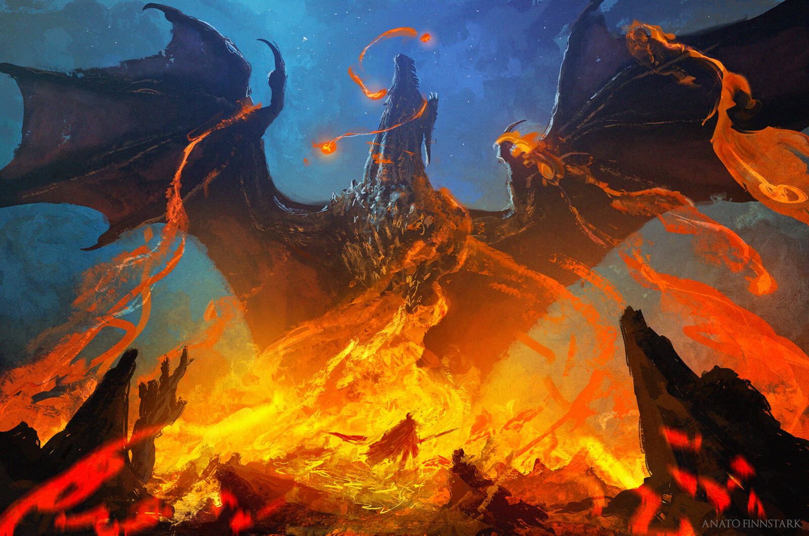 Artwork Digital Art Fantasy Art Dragon Fire Anato Finnstark 1600x1061