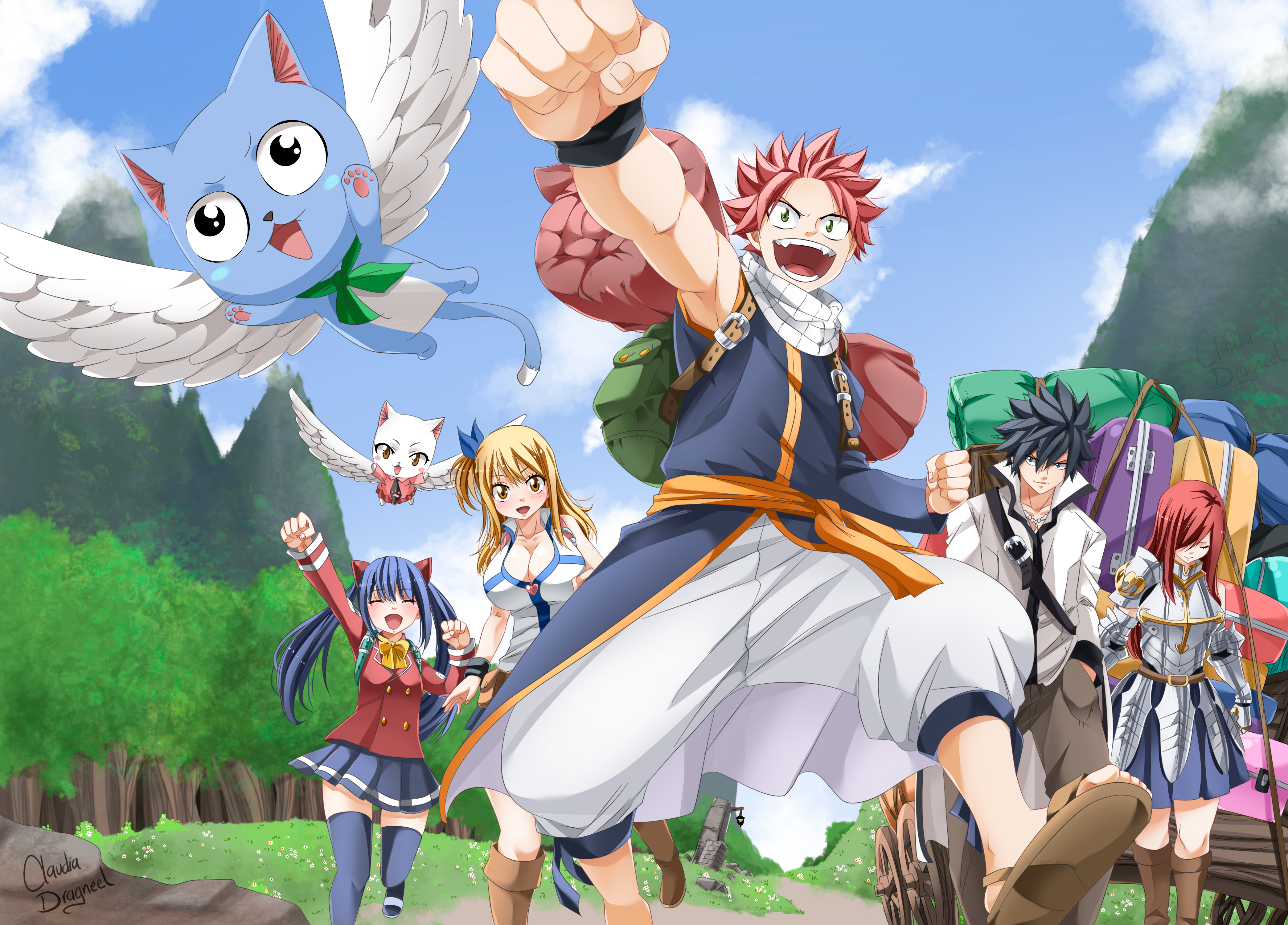 Natsu Dragneel Happy Fairy Tail Lucy Heartfilia Erza Scarlet Gray Fullbuster Wendy Marvell Charles F 4178x3001