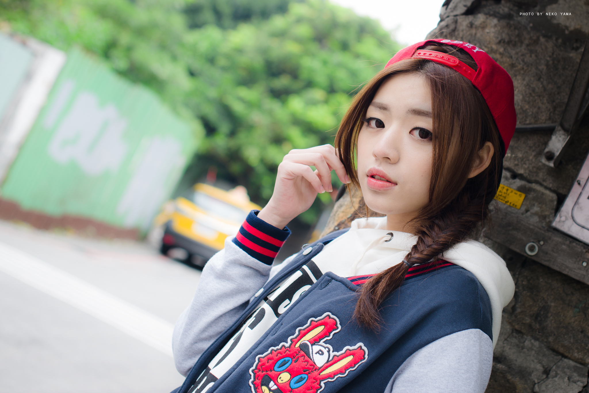 Brunette Women Asian Jacket Sports Cap Braided Hair Street Women Outdoors Looking At Viewer 2048x1367