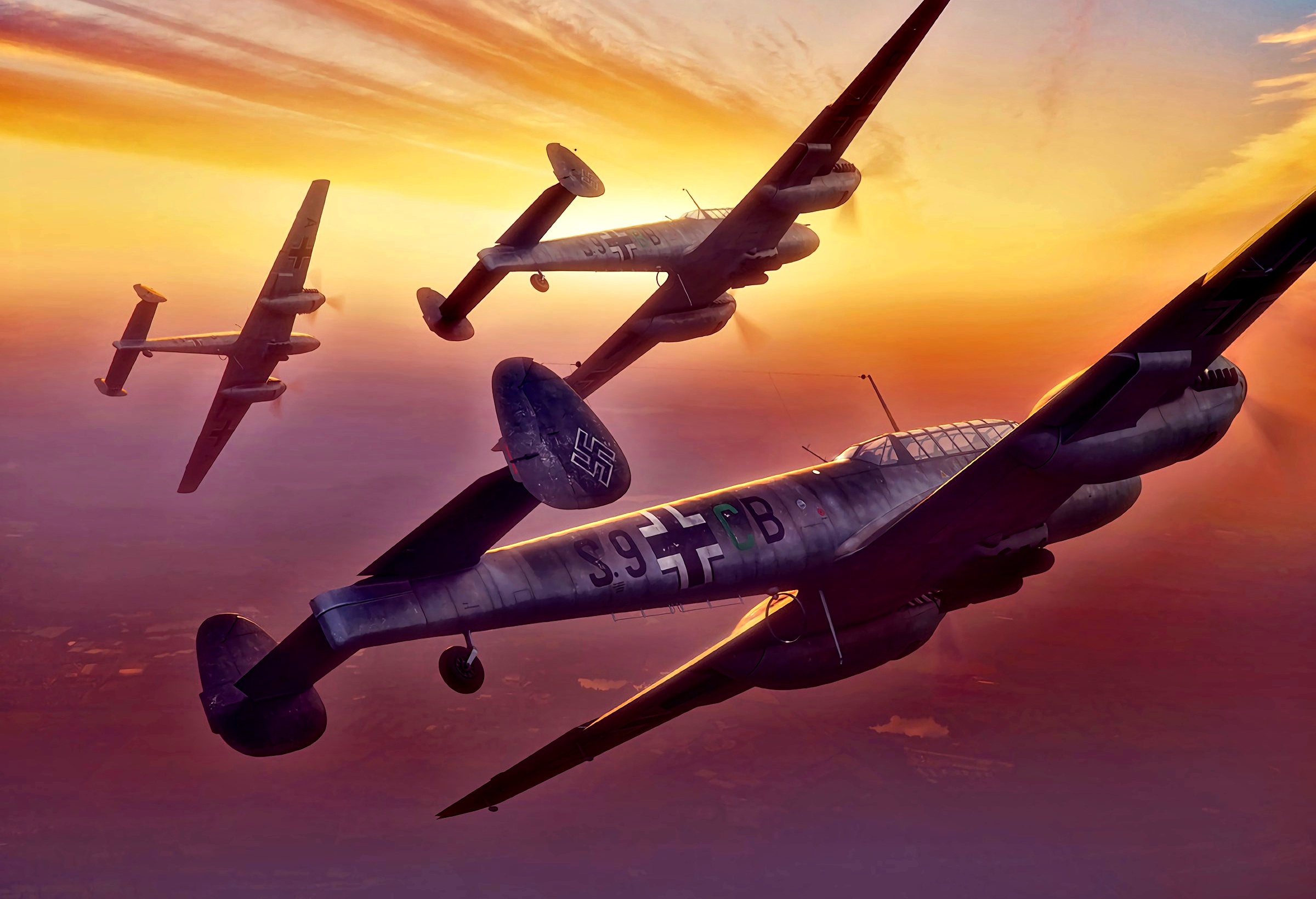 World War Ii Airplane Artwork Messerschmitt Bf 110 2400x1639