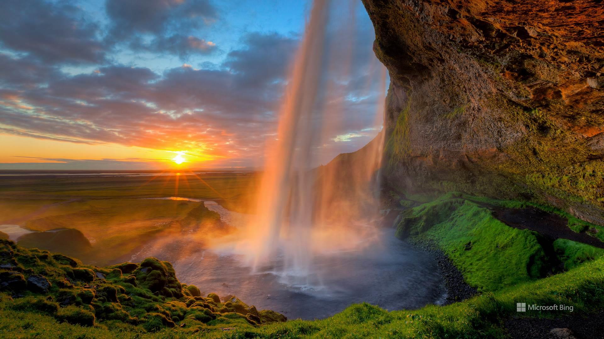 Nature Landscape Bing Iceland Waterfall 1920x1080