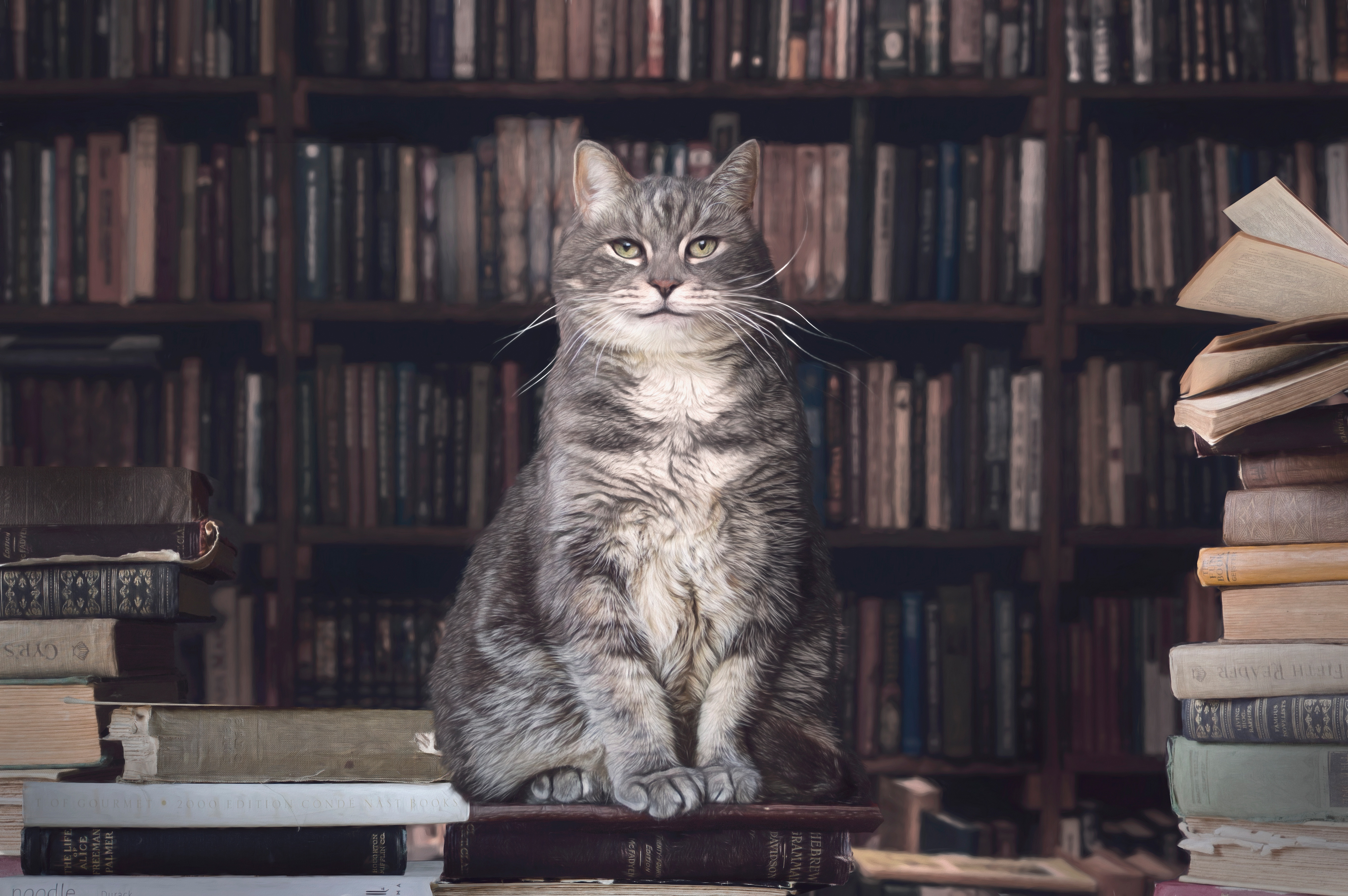 Book Cat Library Pet 5339x3548