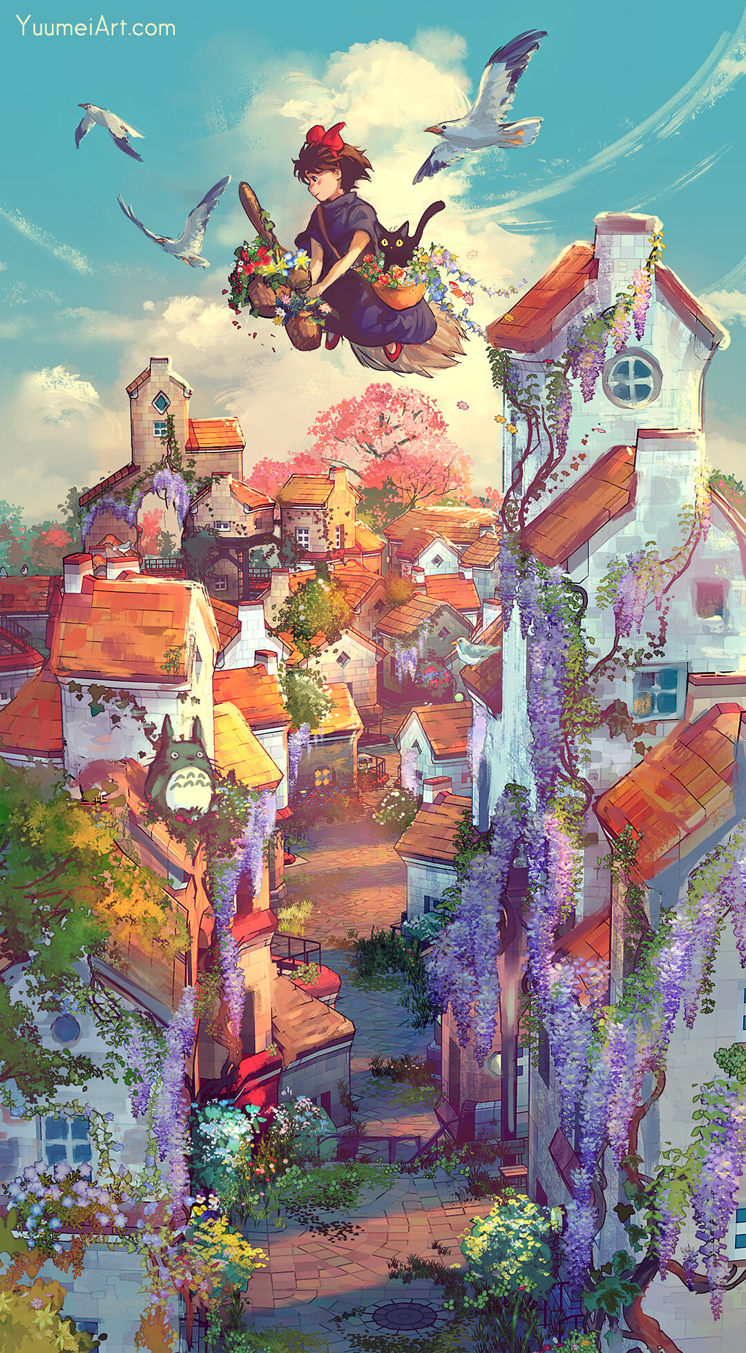 Artwork Digital Art Anime Studio Ghibli Totoro Kiki Kikis Delivery Service City Townscaper 1080x1958