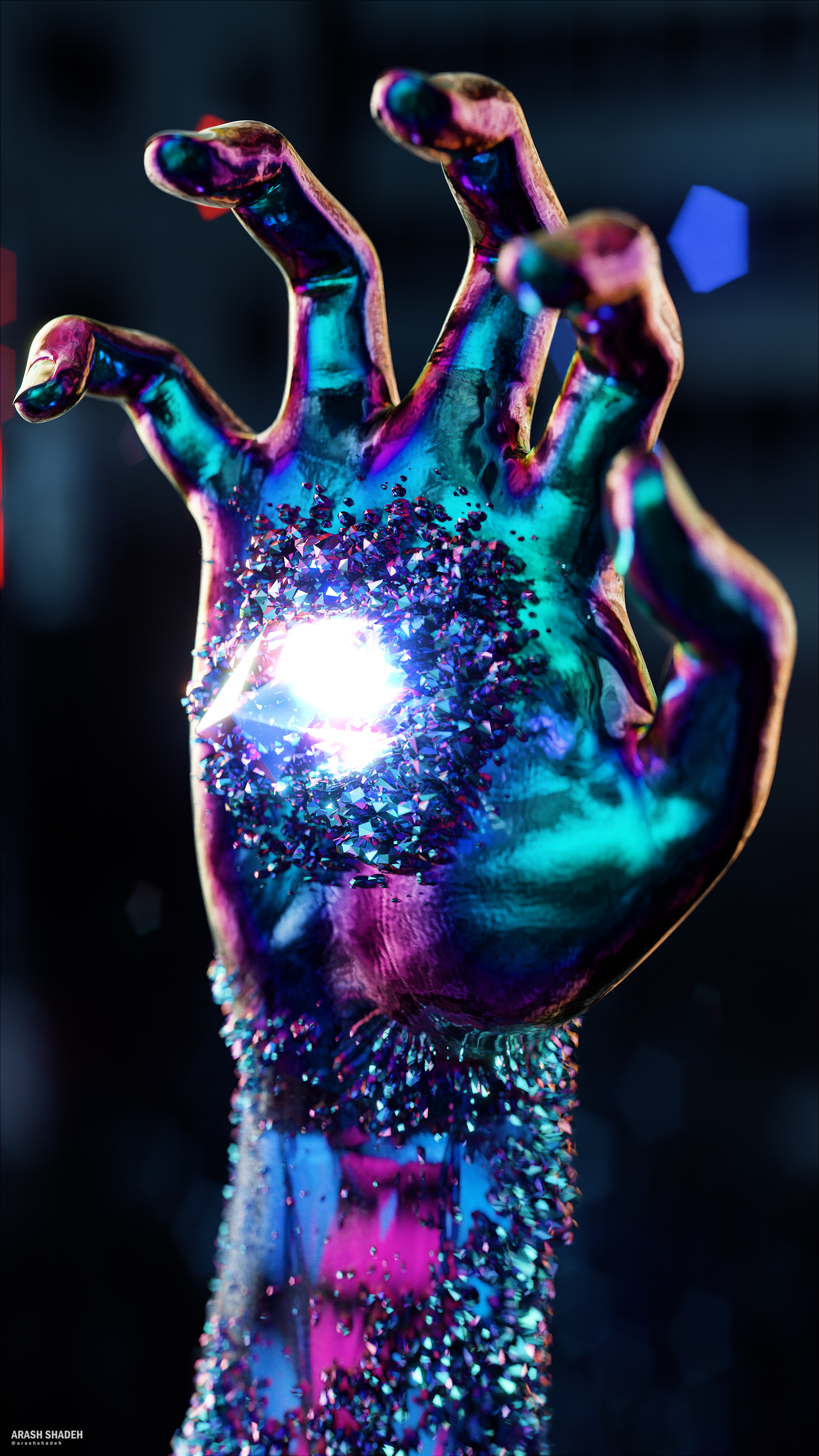 Digital Science Fiction Artwork Crystal Robot Colorful 2160x3840