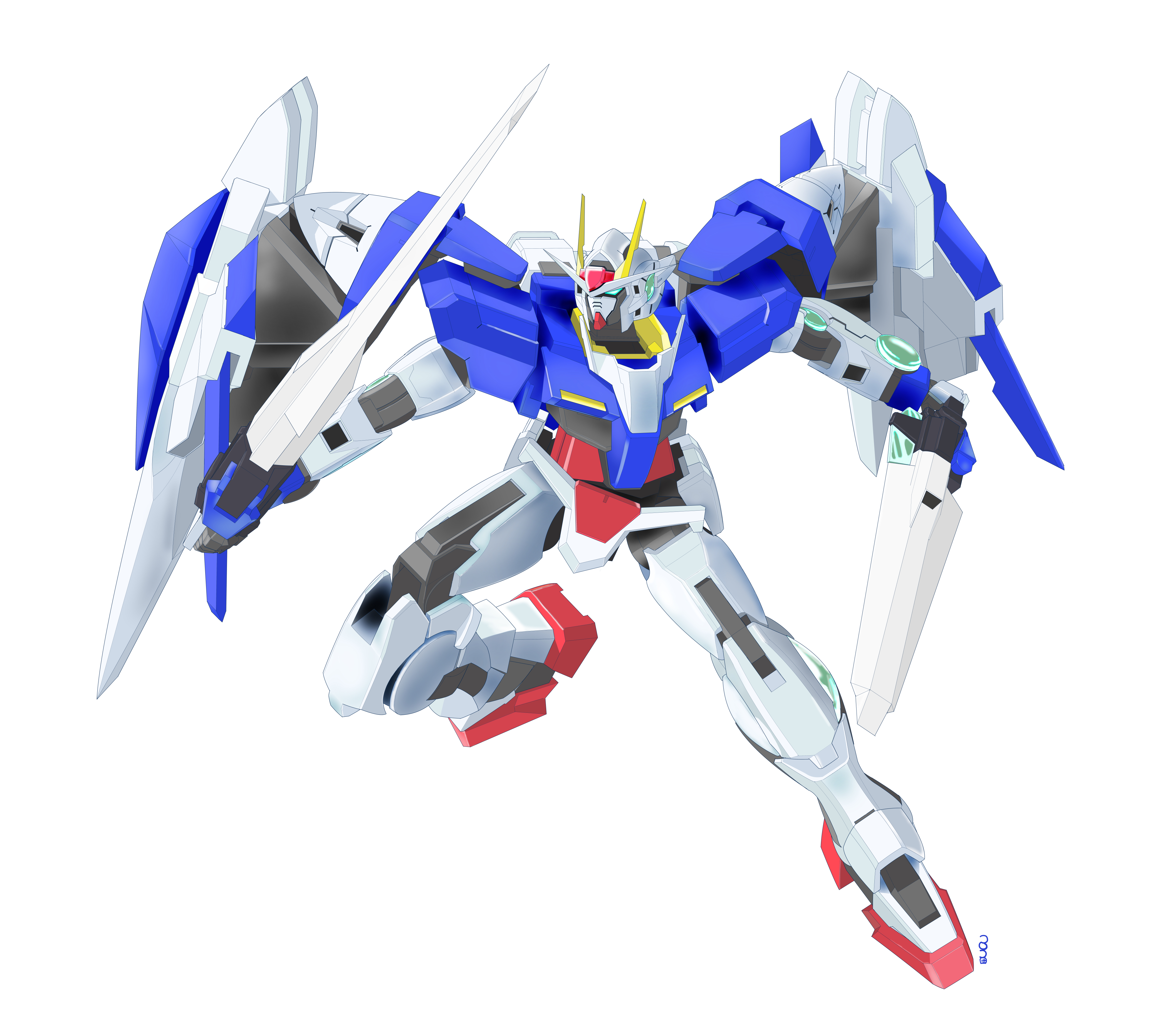 Anime Mechs Super Robot Wars Mobile Suit Gundam 00 Gundam 00 Raiser Artwork Digital Art Fan Art Whit 4225x3725