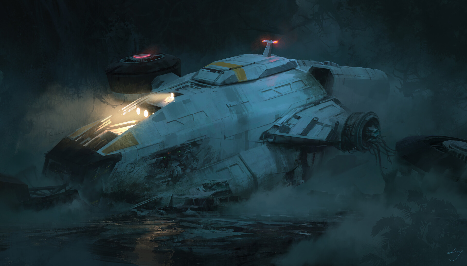 Artwork Digital Art Science Fiction Vehicle Wreck Futuristic Spaceship 1920x1093