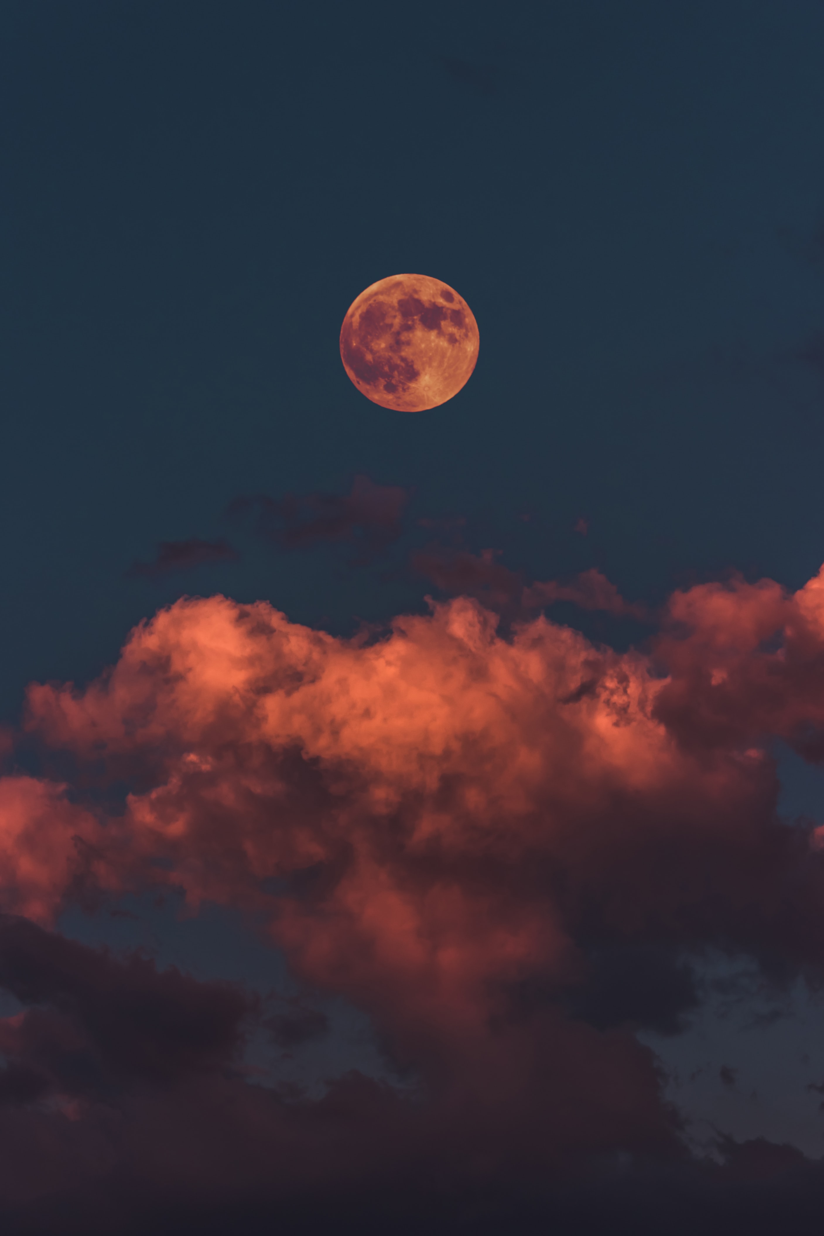 Sky Blue Clouds Red Moon 2814x4221