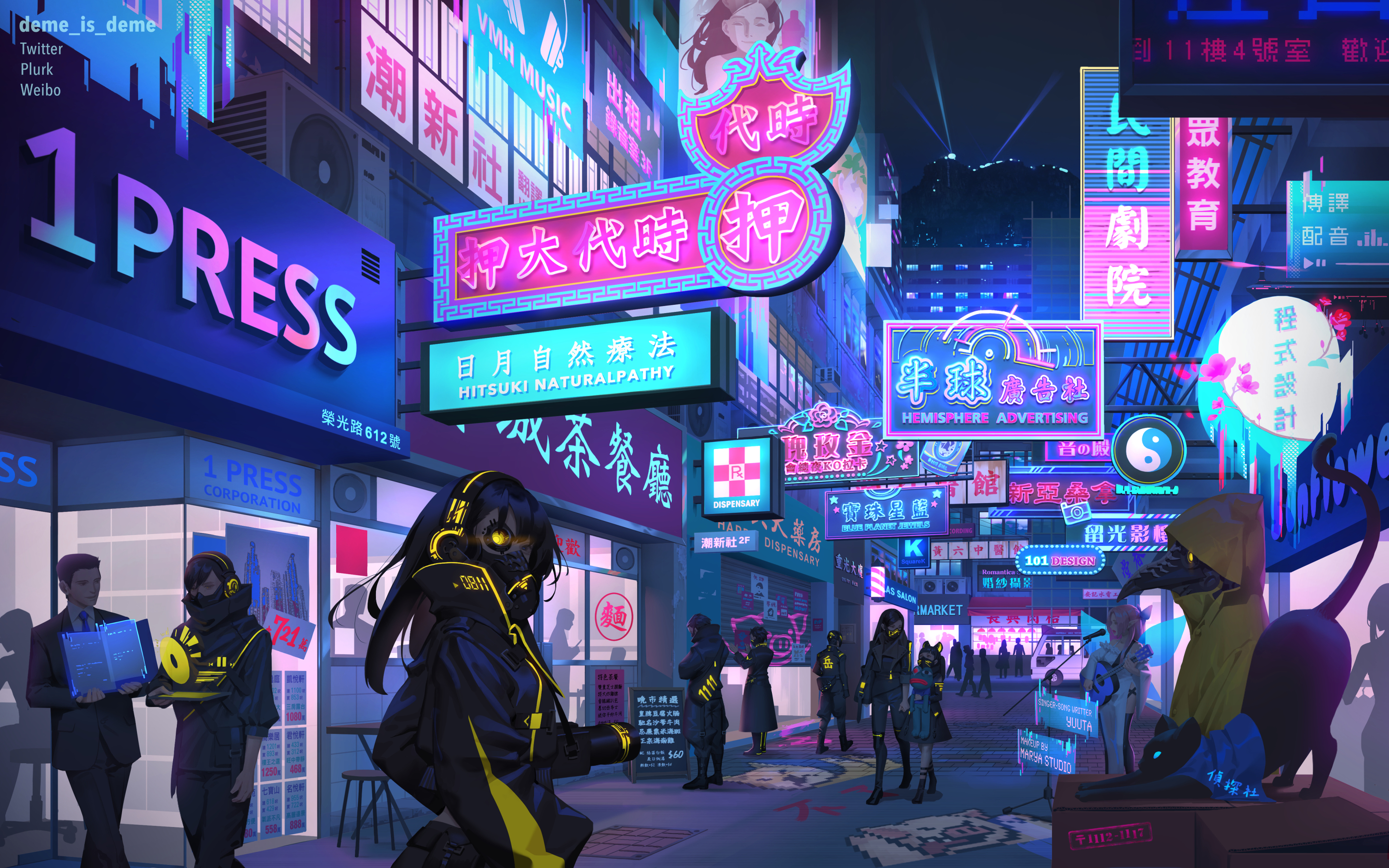 Cyberpunk Neon Cats Women Men Neon Lights Digital Art 2880x1800