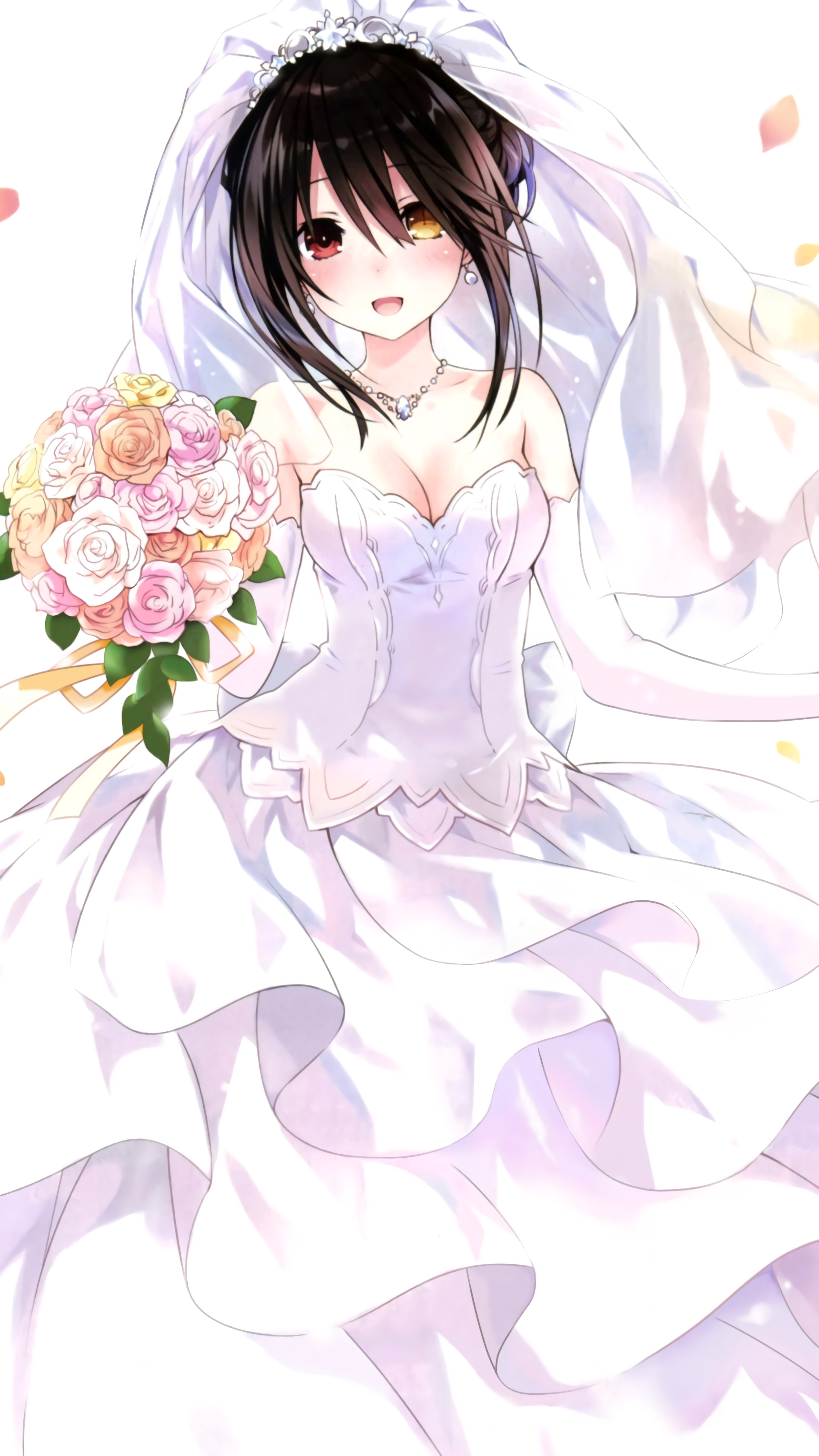 Tokisaki Kurumi Date A Live Anime Girls Wedding Dress Flowers White 4320x7680
