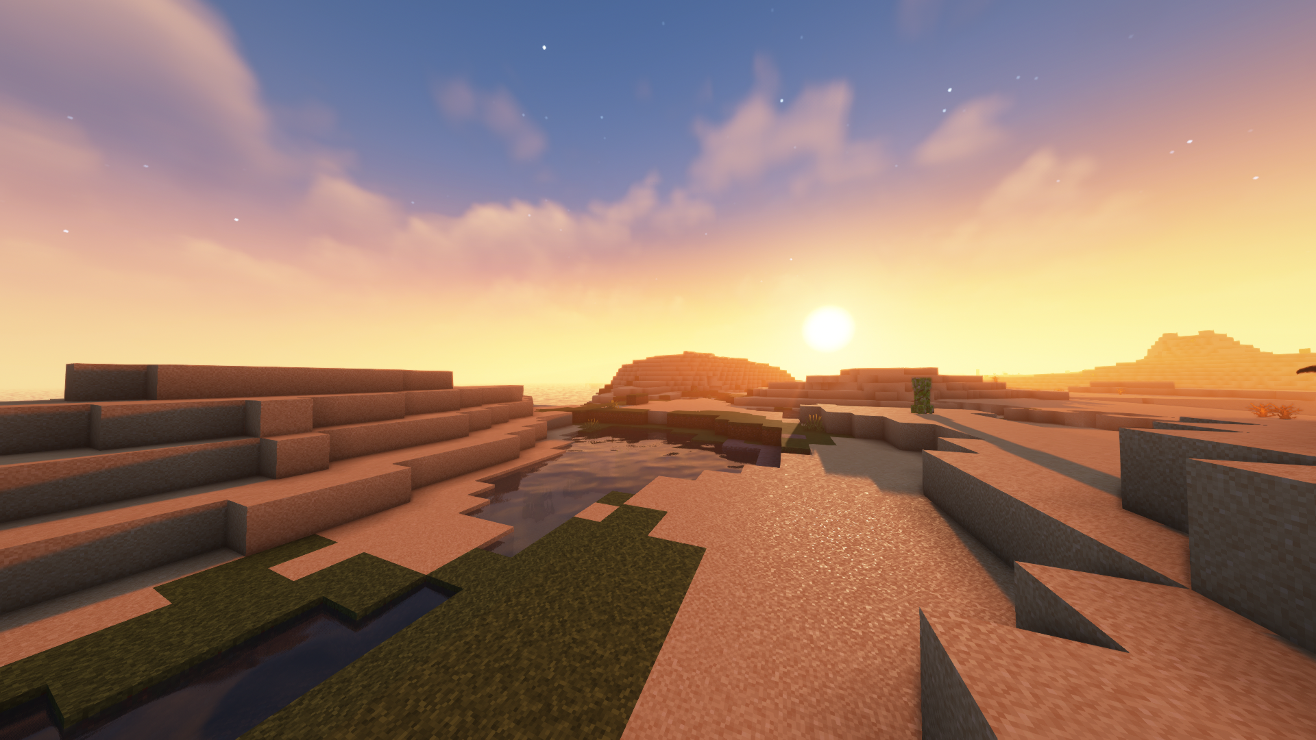 Minecraft Landscape Sun Rays Desert 1920x1080