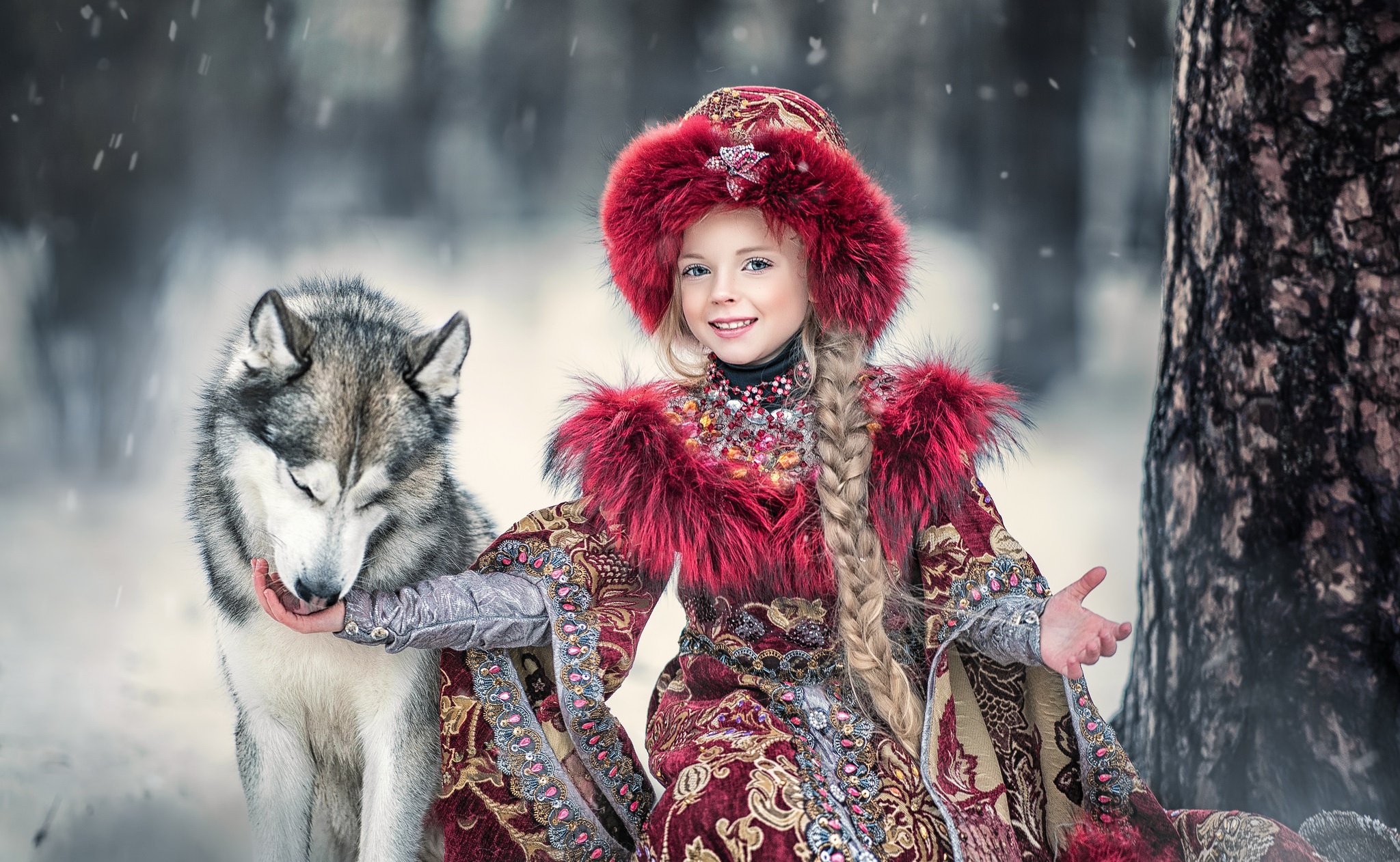 Smile Wolfdog Braid Hat Depth Of Field Traditional Costume 2048x1262
