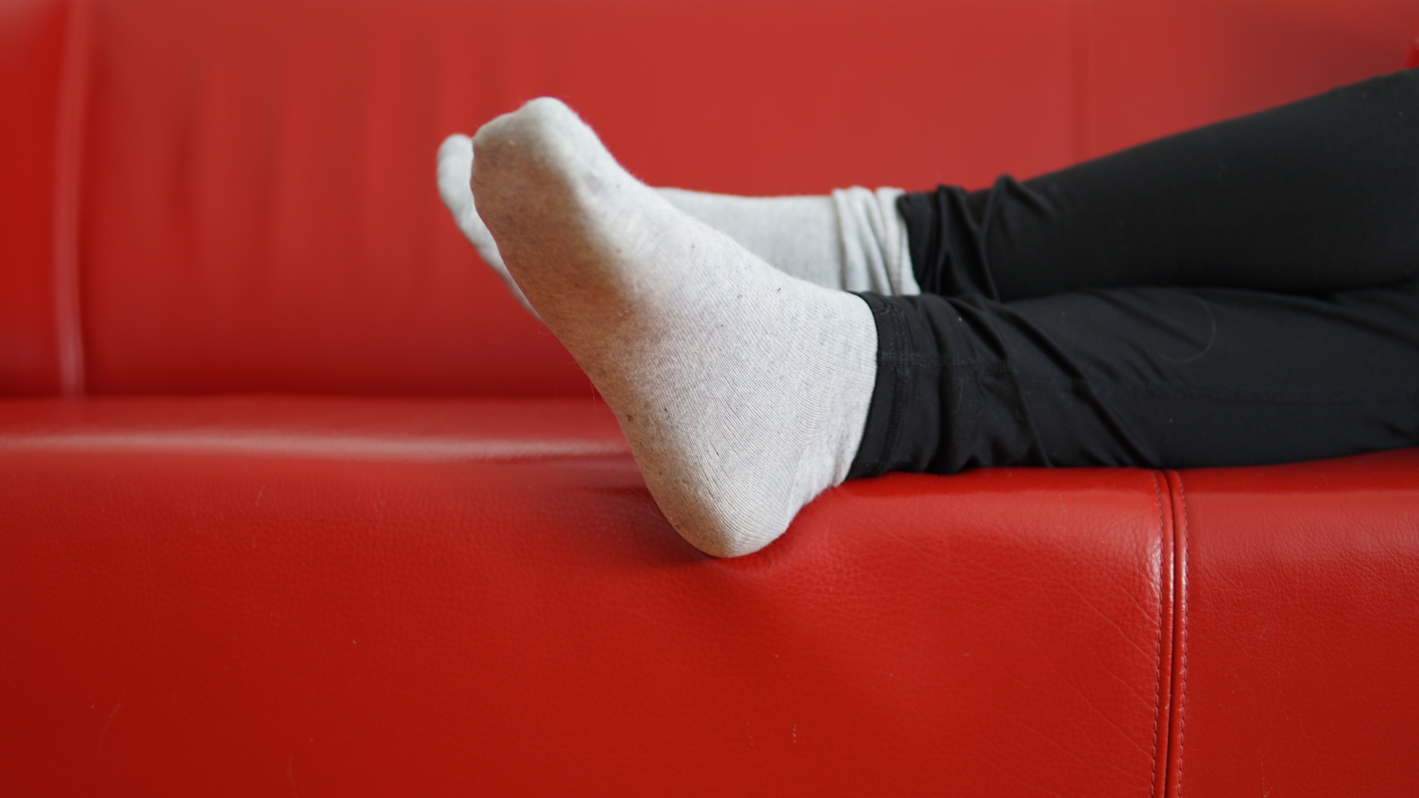 Feet Feet Crossed Socks White Socks Short Socks Red Couch Couch Leather Couch Black Legwear Foot Sol 6000x3376