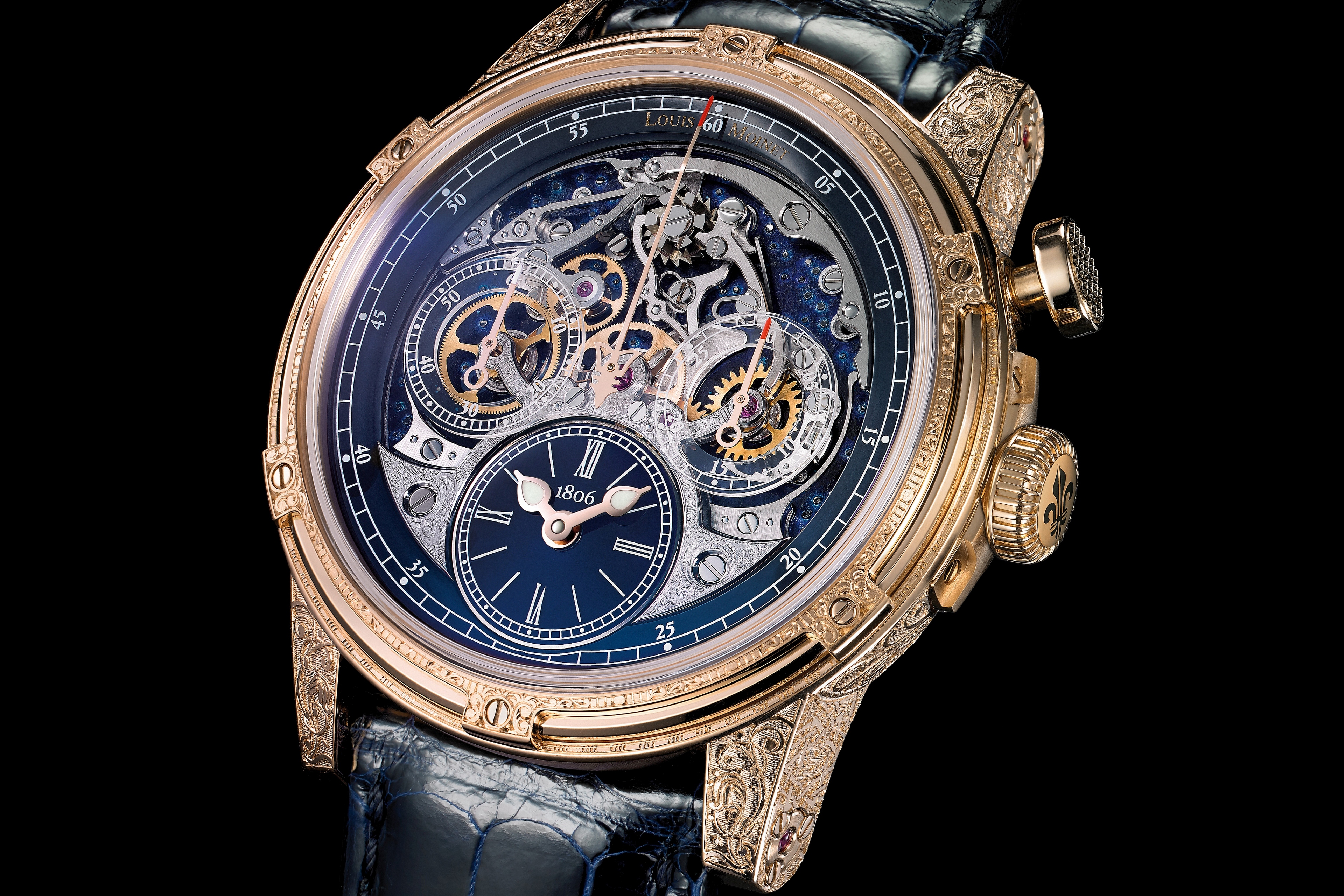 Louis Moinet Watch Dark Background Simple Background Luxury Watches Technology 3840x2560