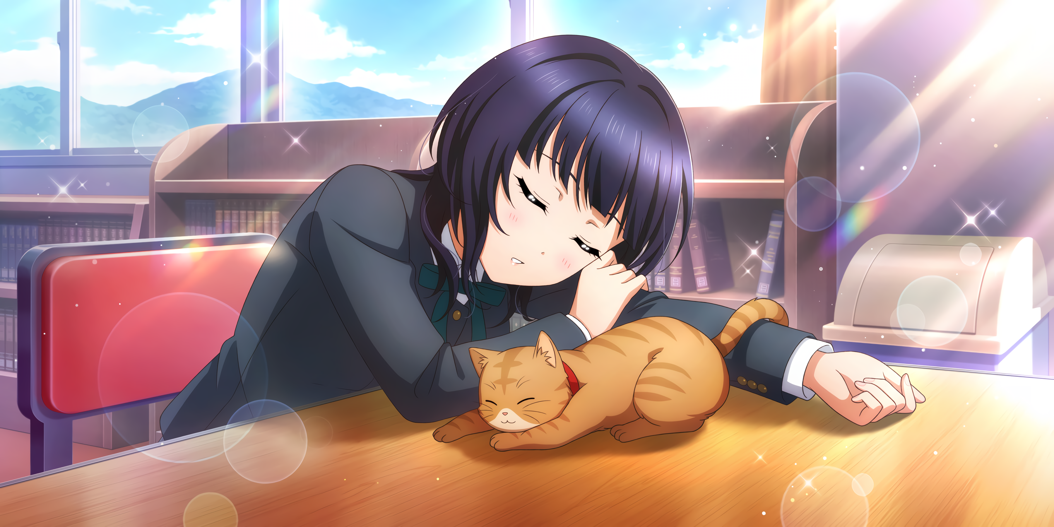 Love Live Asaka Karin Anime Girls Cats 3600x1800