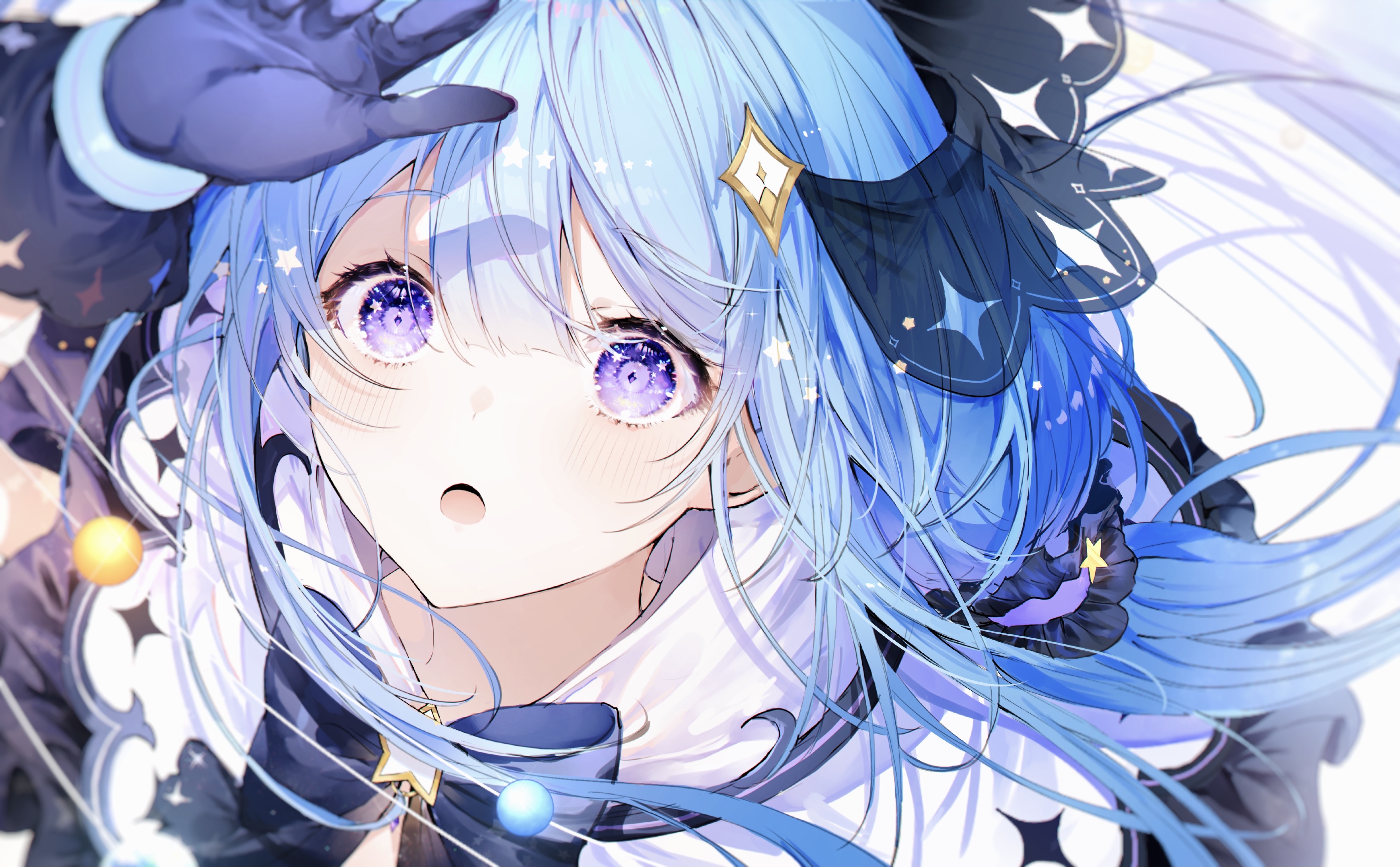 Anime Anime Girls Noyu Artwork Blue Hair Purple Eyes 4024x2493