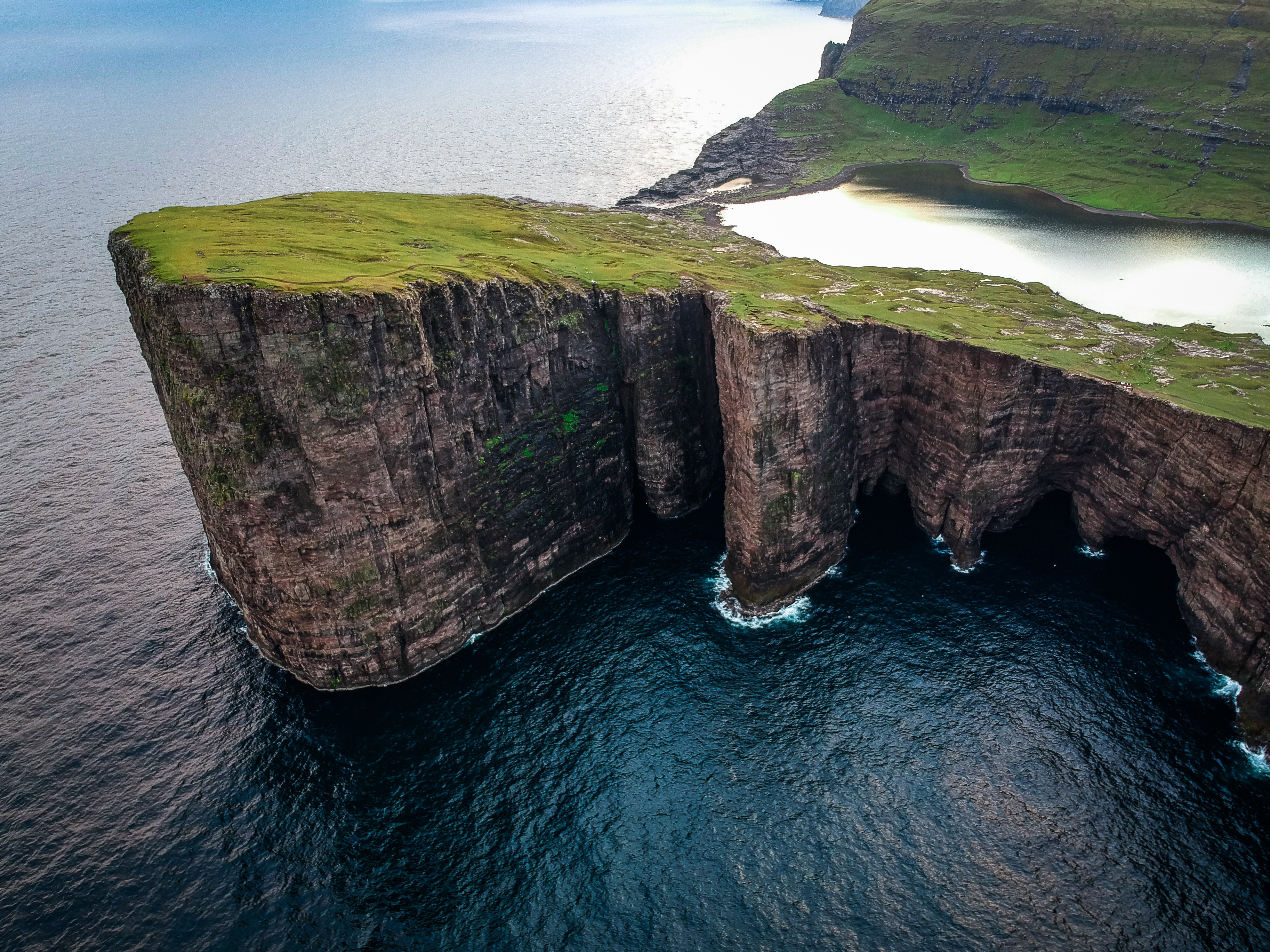 Faroe Islands Cliff Water Sea Nature 3968x2976