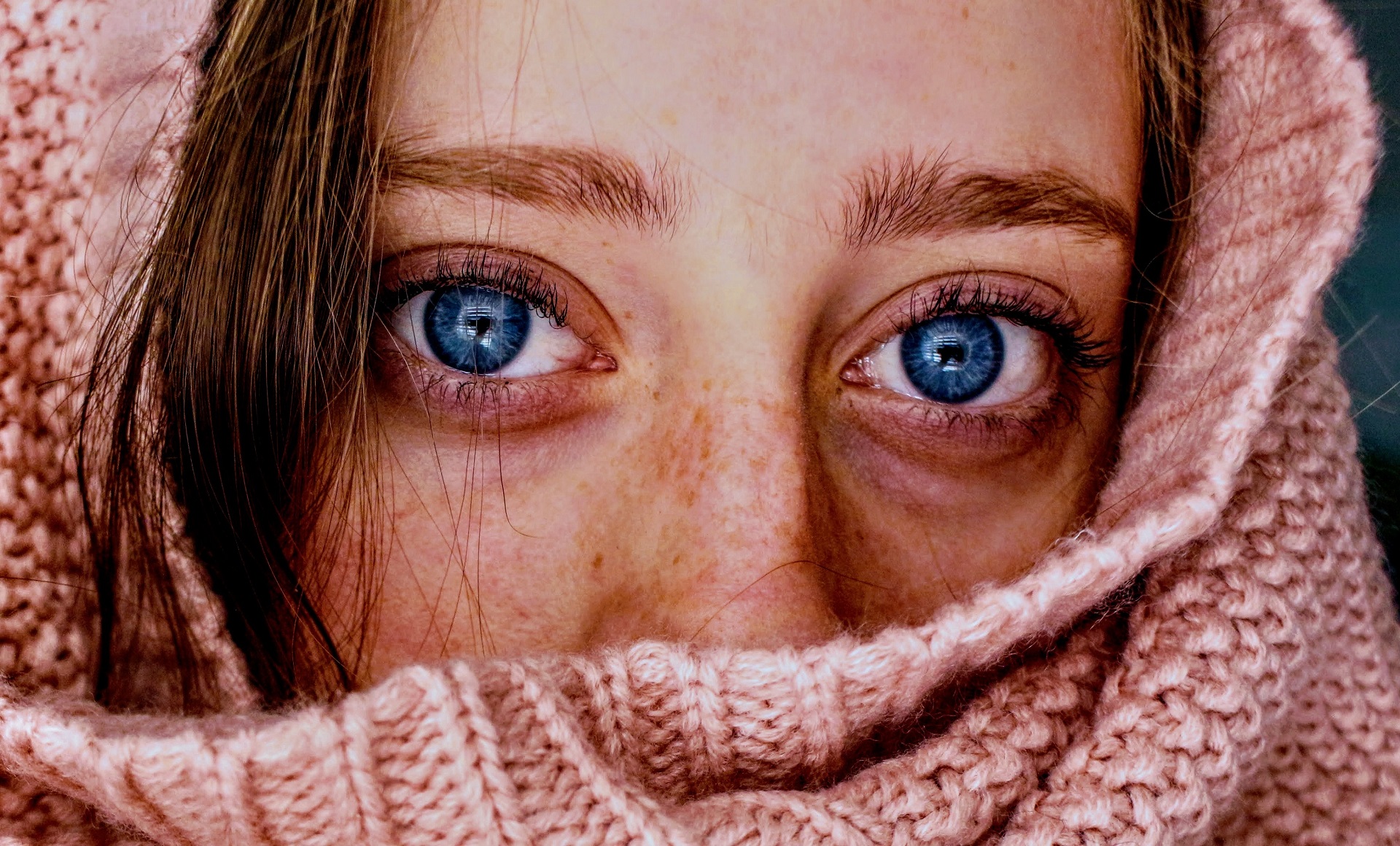 Women Face Freckles Eyes Blue Eyes Covered Face 1920x1160