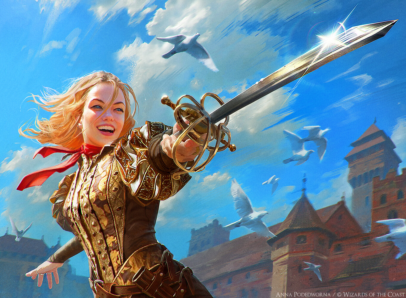 Anna Podedworna Artwork Women Fantasy Art Fantasy Girl Sword Weapon Blonde Girls With Swords 1361x1000