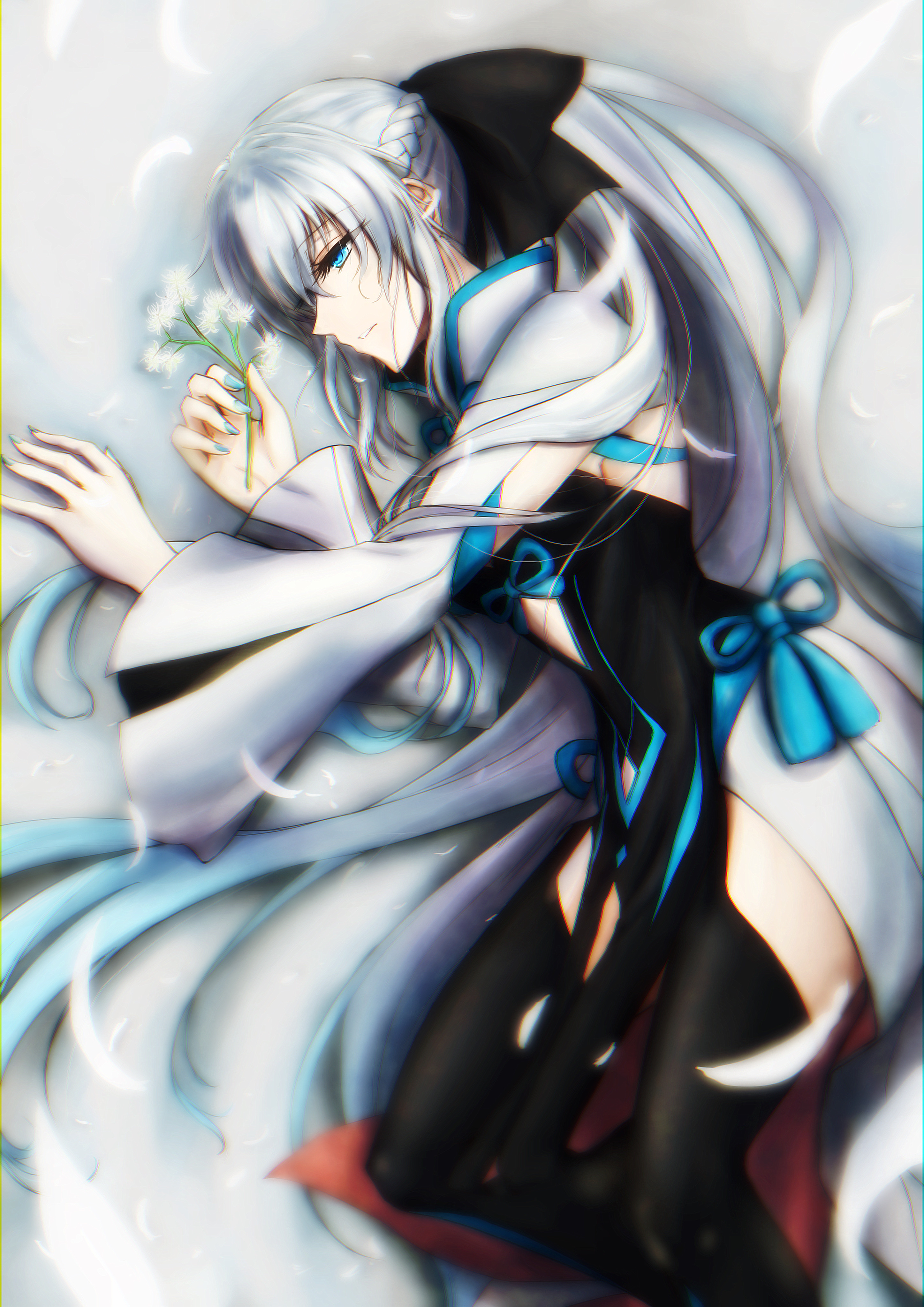 Long Hair Ponytail White Hair Artwork Digital Art Fan Art Anime Anime Girls Fate Series Fate Grand O 2894x4093