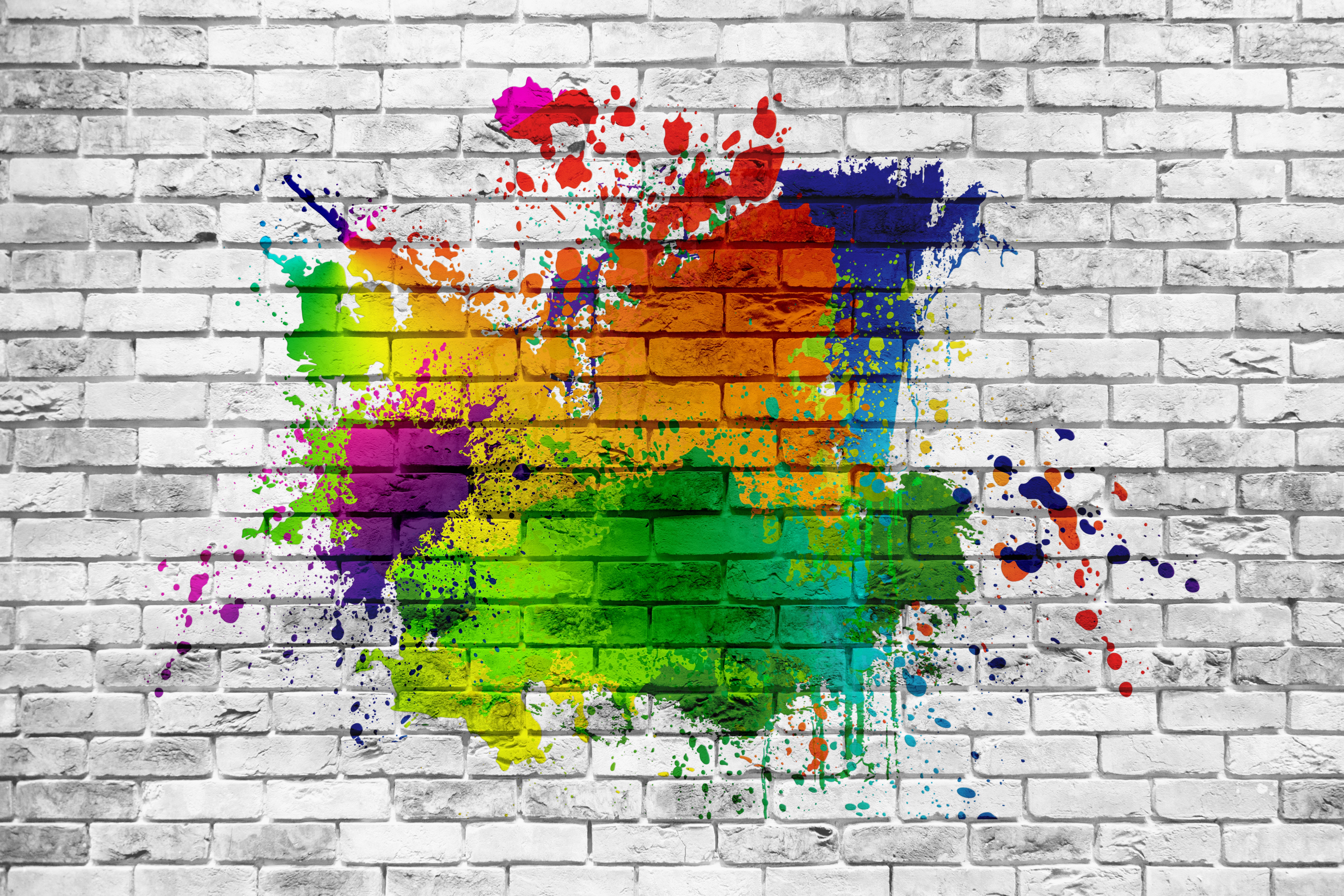 Wall Abstract Colorful Paint Splash 5760x3840