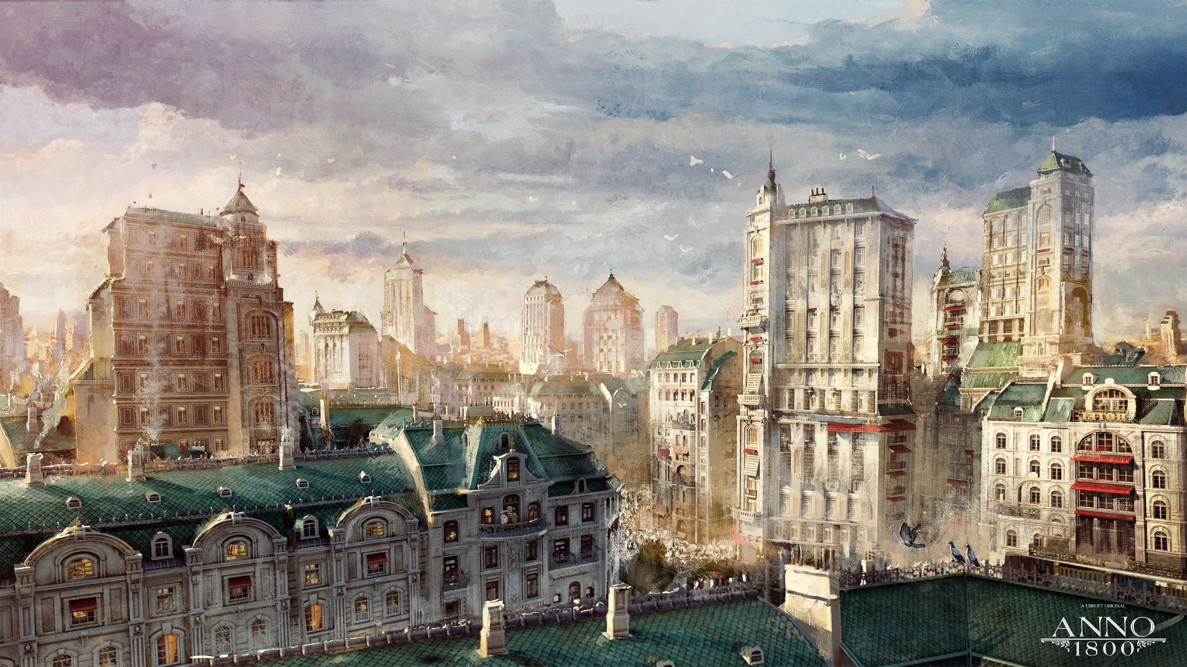 Anno 1800 1800s Digital Art Concept Art Artwork Ubisoft Skyscraper City Rooftops Cityscape 3840x2160