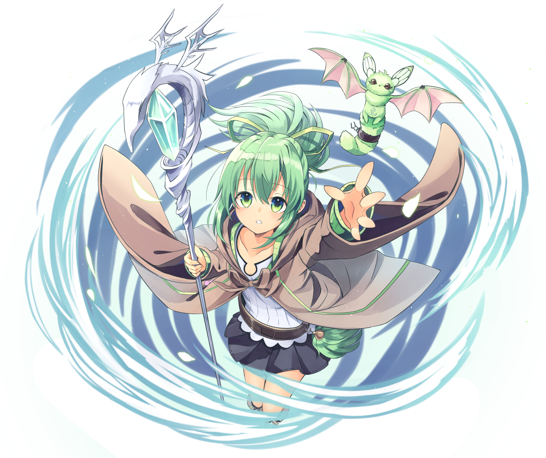 Anime Anime Girls Yu Gi Oh Wynn The Wind Charmer Ponytail Green Hair Artwork Digital Art Fan Art 1780x1493