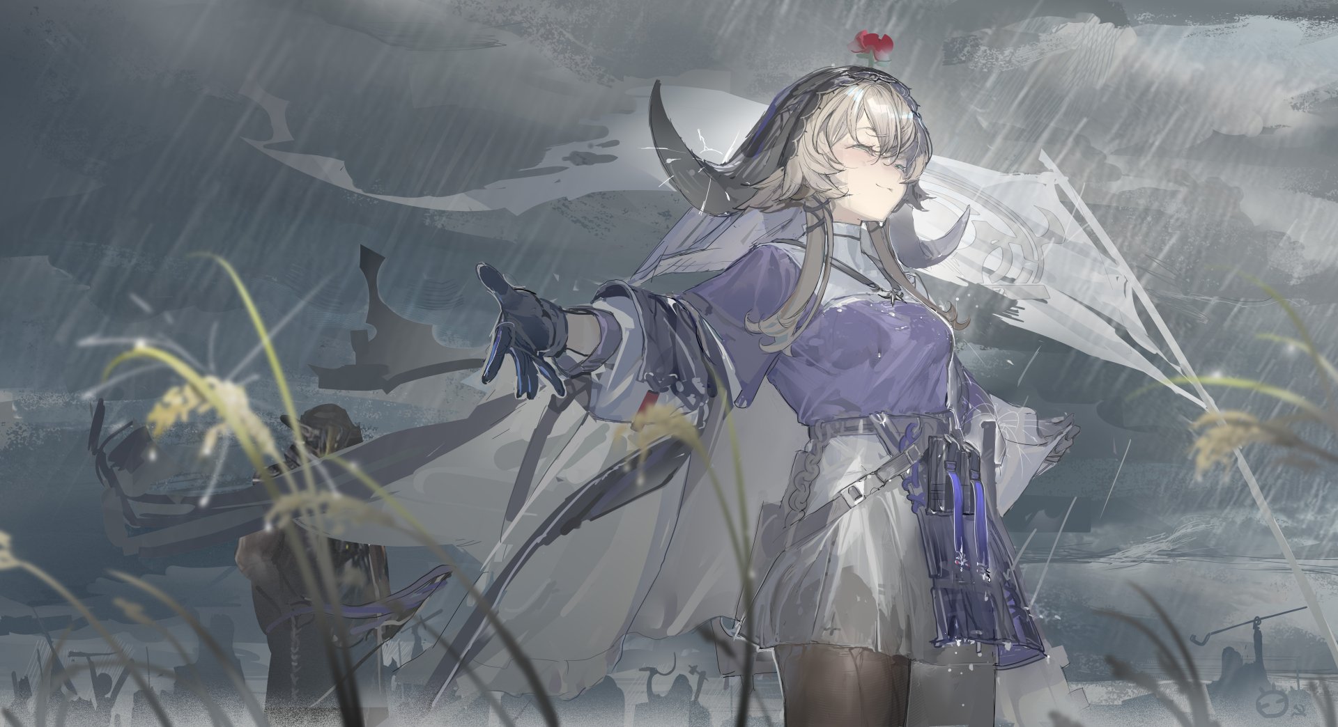 Anime Anime Girls Arknights Video Games Fantasy Art Fantasy Girl Video Game Girls Rain Closed Eyes P 1920x1044