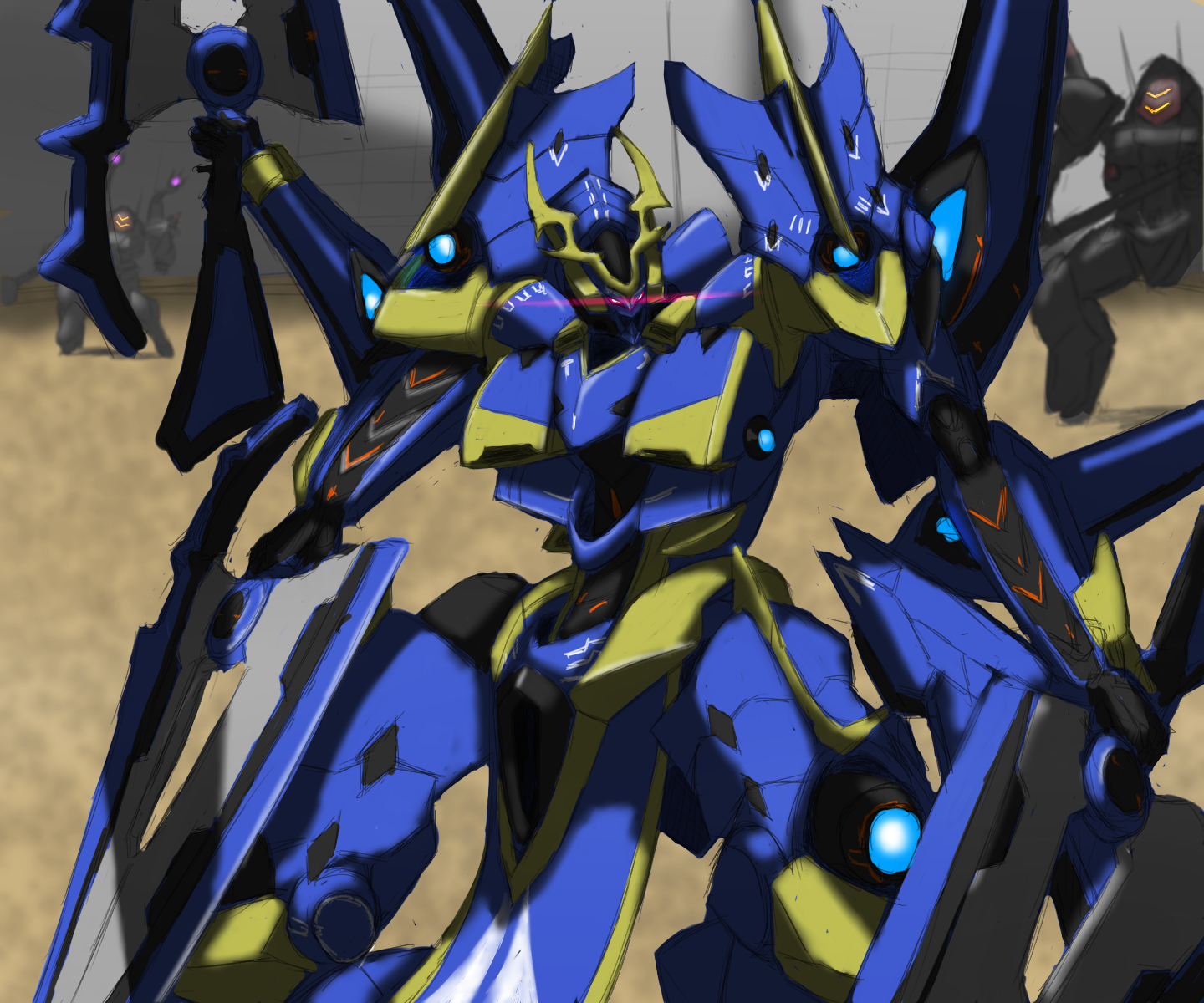 Ikaruga Knights Magic Knights Magic Anime Mech Super Robot Wars Artwork Digital Art Fan Art 1440x1200