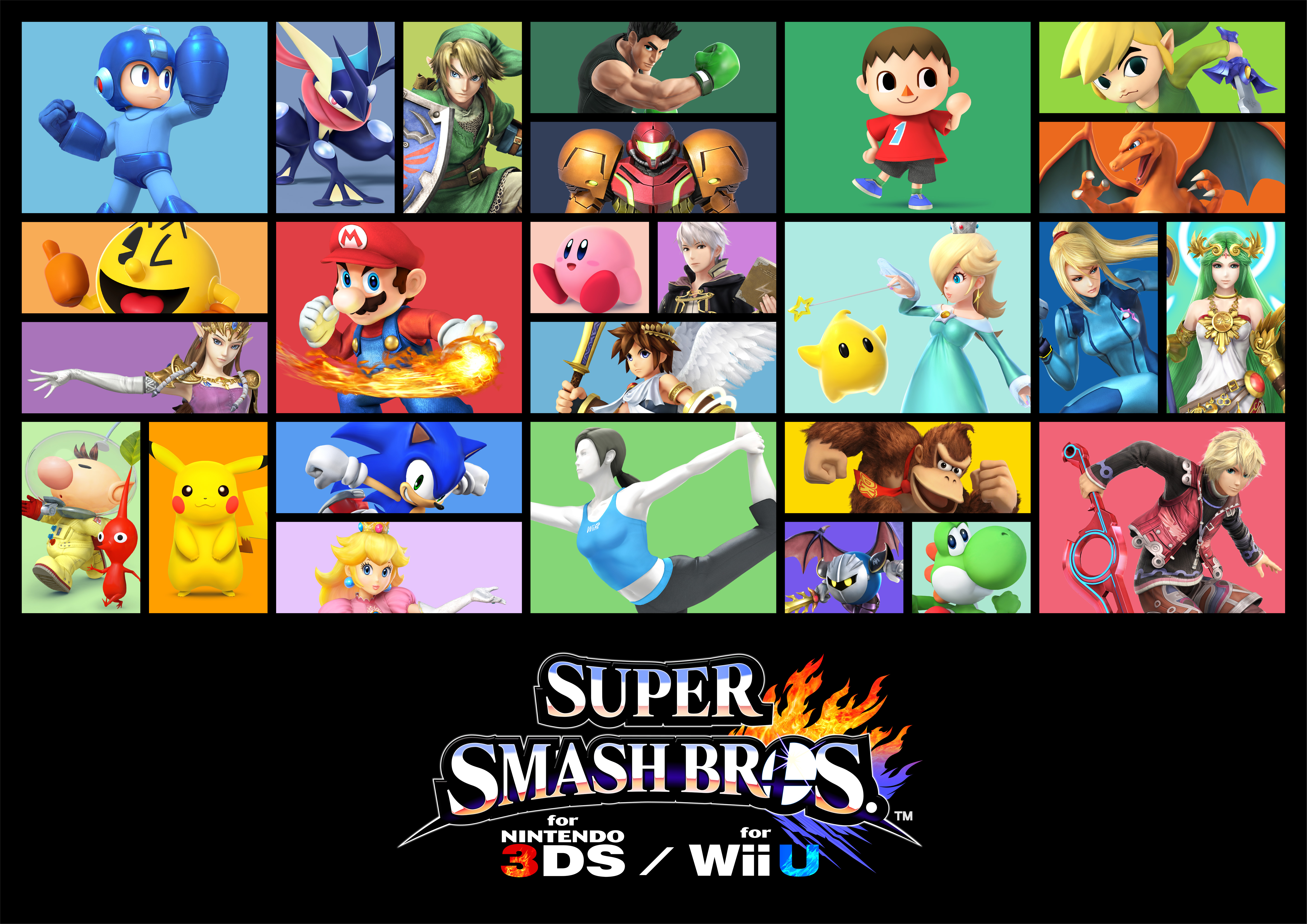 Mega Man Zelda Charizard Pokemon Collage Super Smash Bros Princess Peach Yoshi Wii Fit Trainer Donke 5788x4093