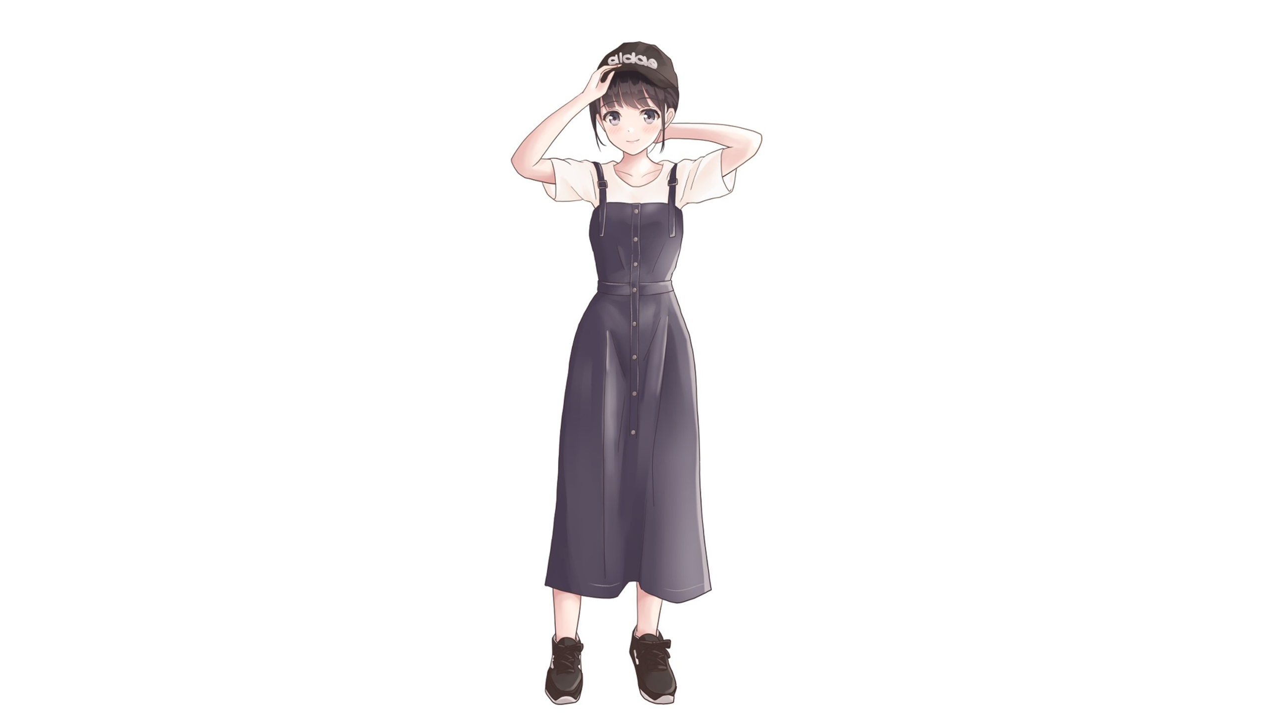 Anime Anime Girls Original Characters Artwork Yukimaru217 Dress Baseball Cap Sneakers 2560x1440