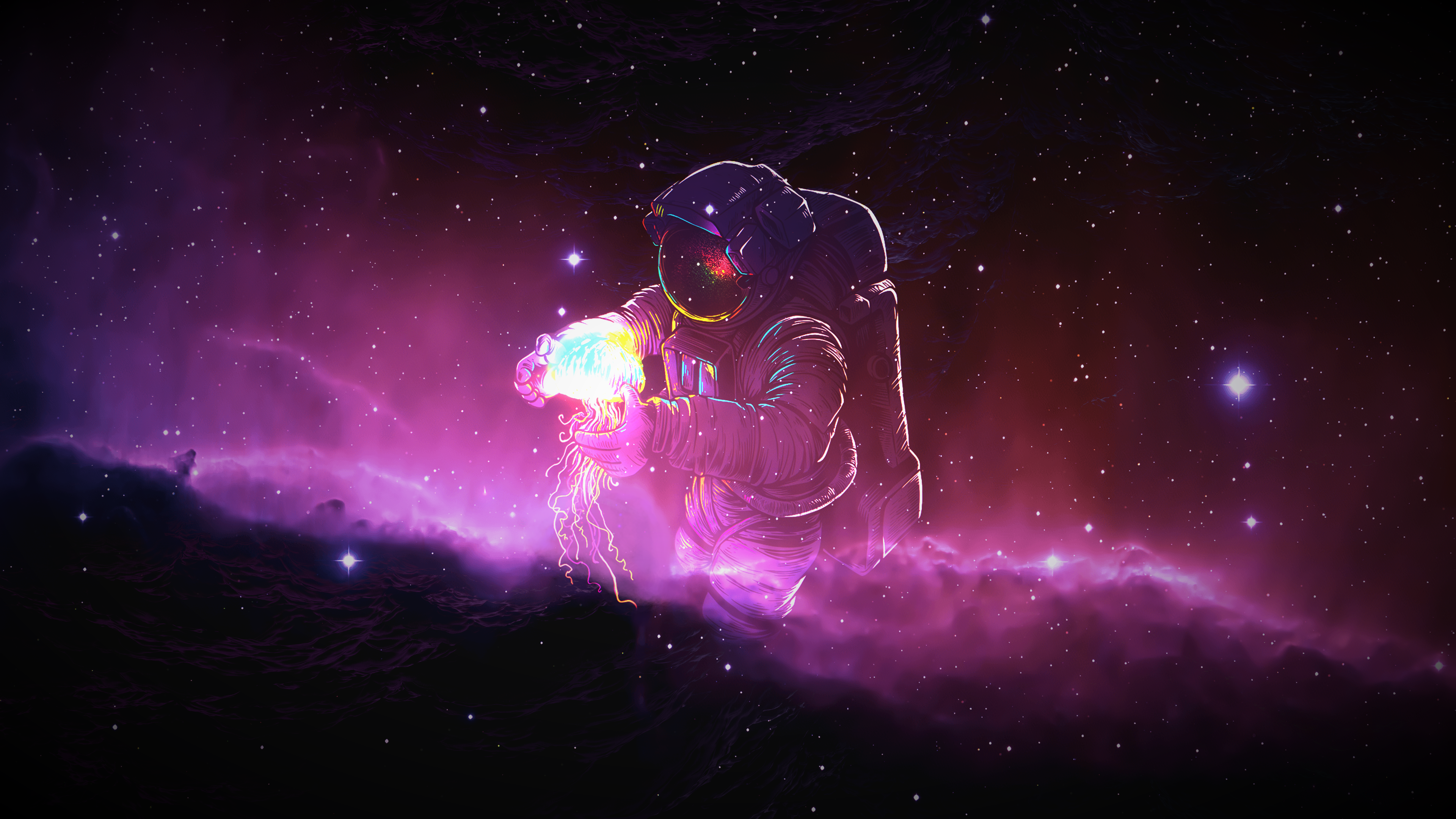 Universe Astronaut Nebula Stars 3840x2160