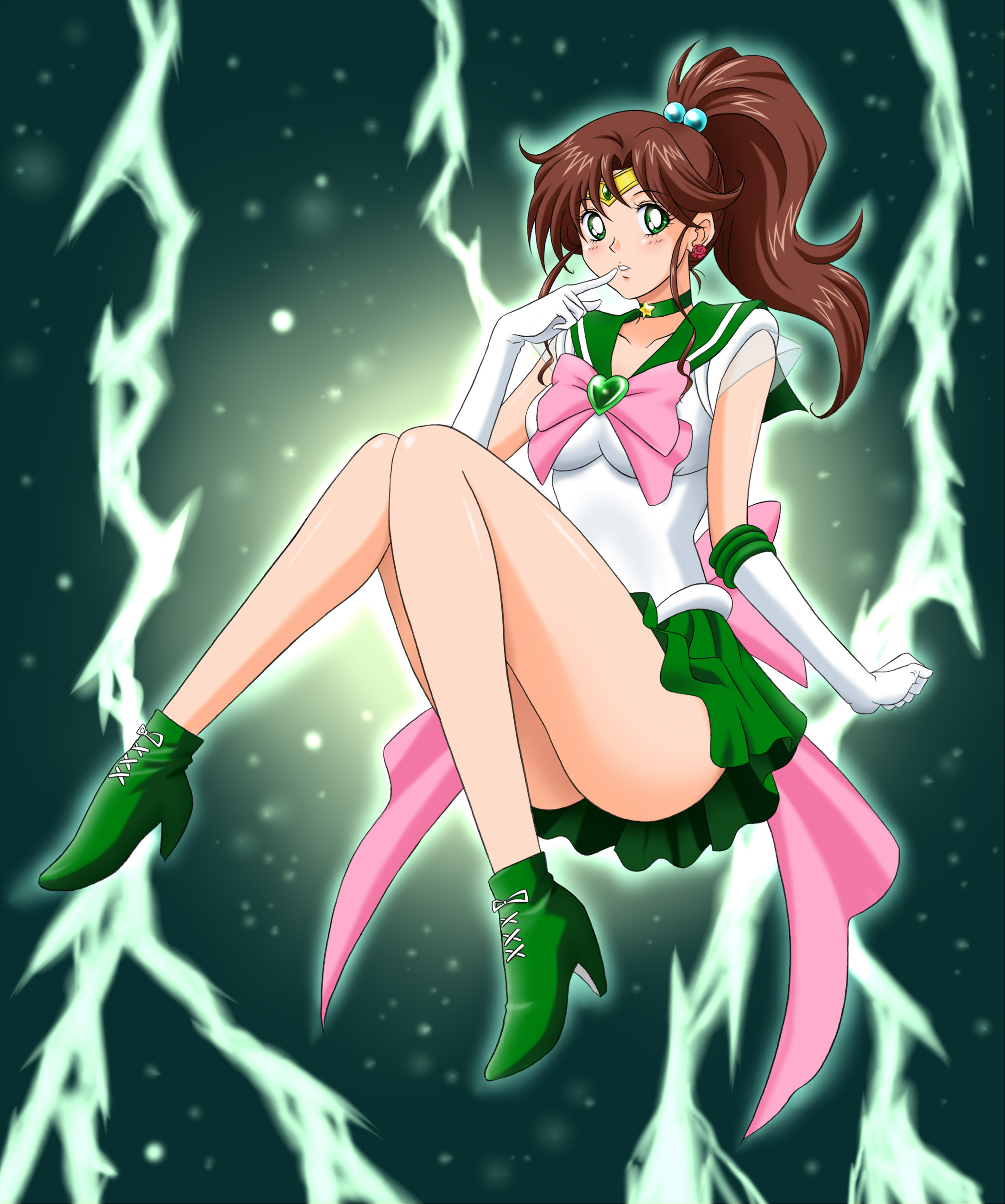 Anime Anime Girls Sailor Moon Sailor Jupiter Kino Makoto Bow Brunette 2169x2600