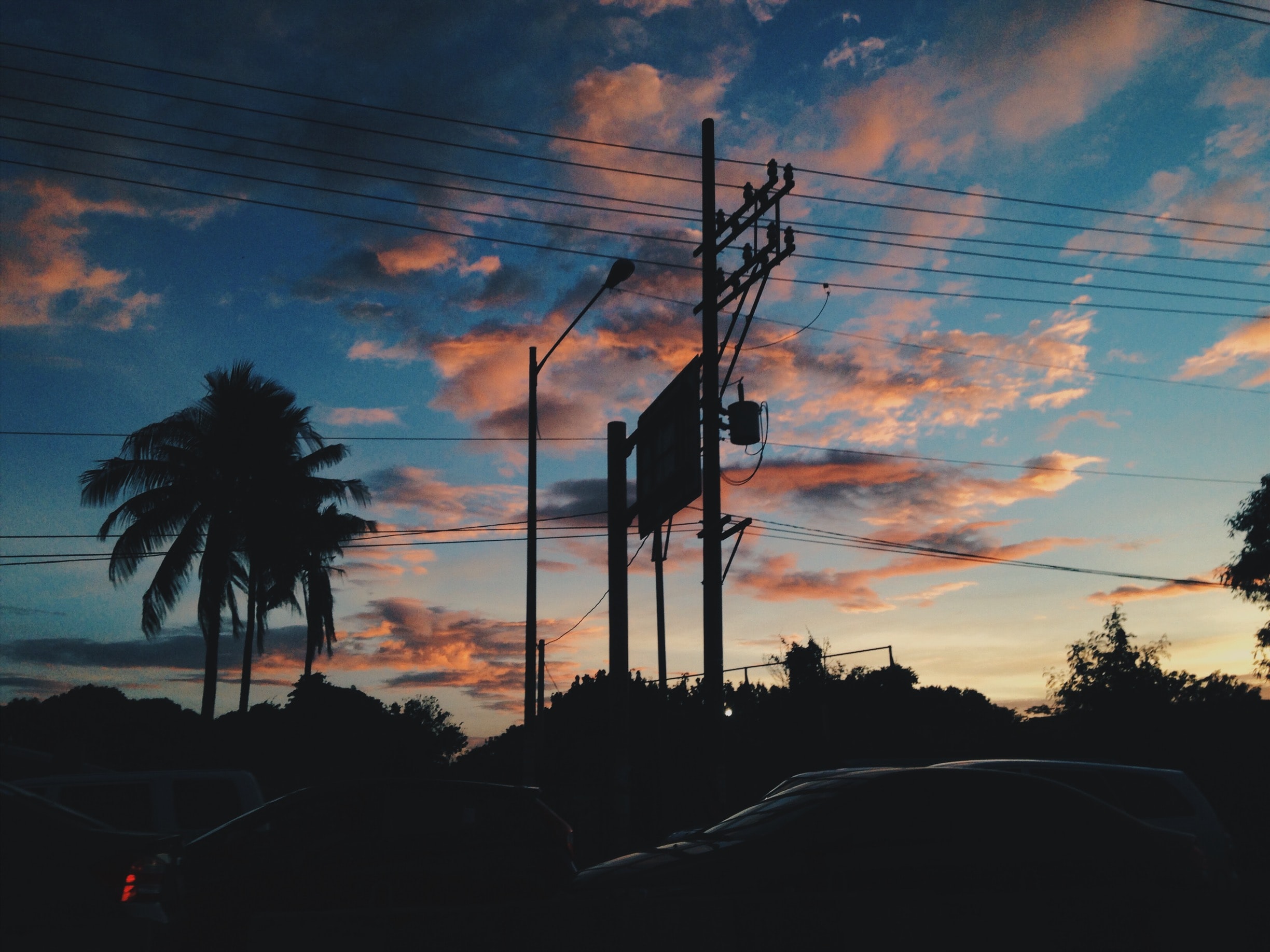 Clouds Sky Traffic Palm Trees Sunset Street Light 2448x1836