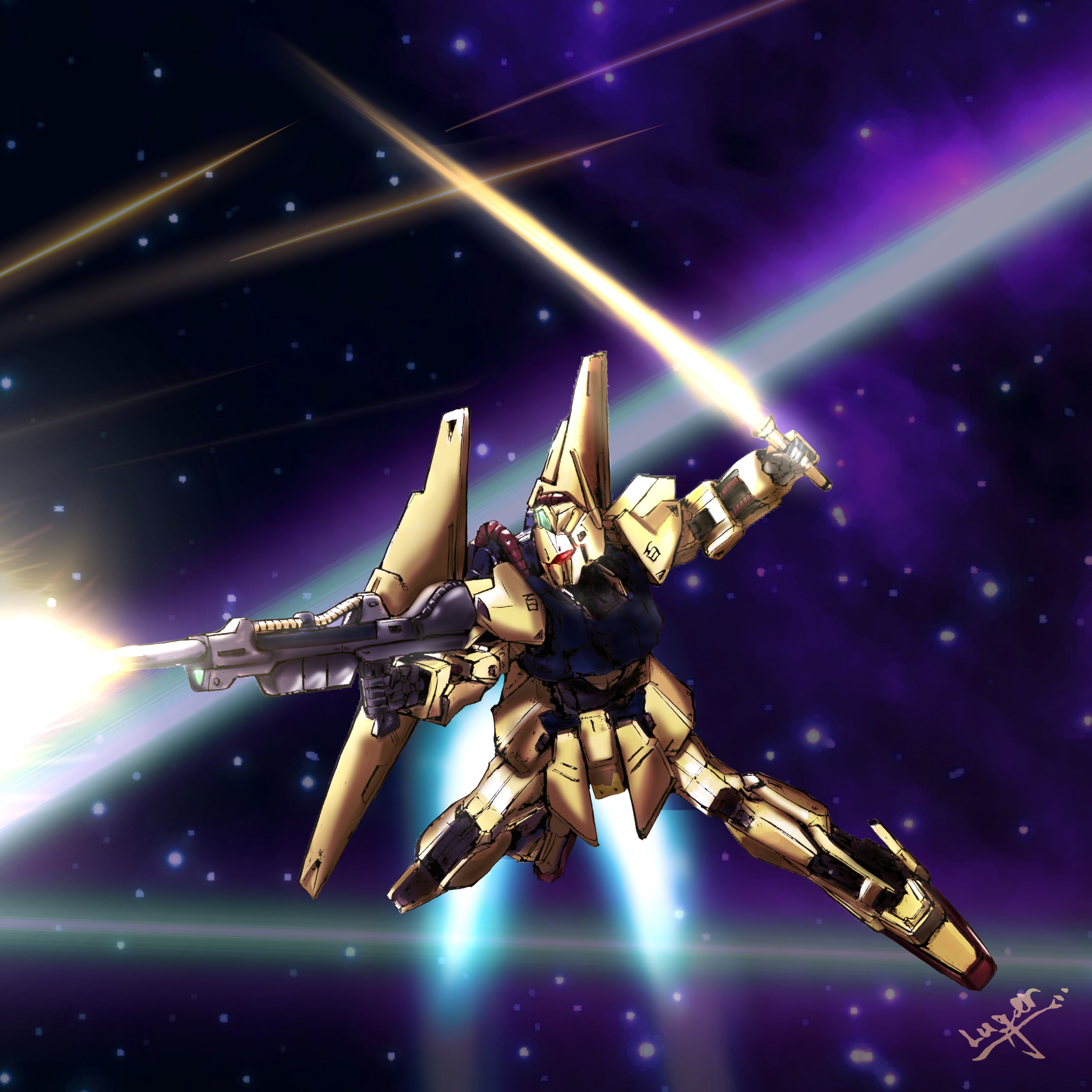 Anime Mechs Super Robot Wars Mobile Suit Zeta Gundam Hyaku Shiki Mobile Suit Artwork Digital Art Fan 4200x4200