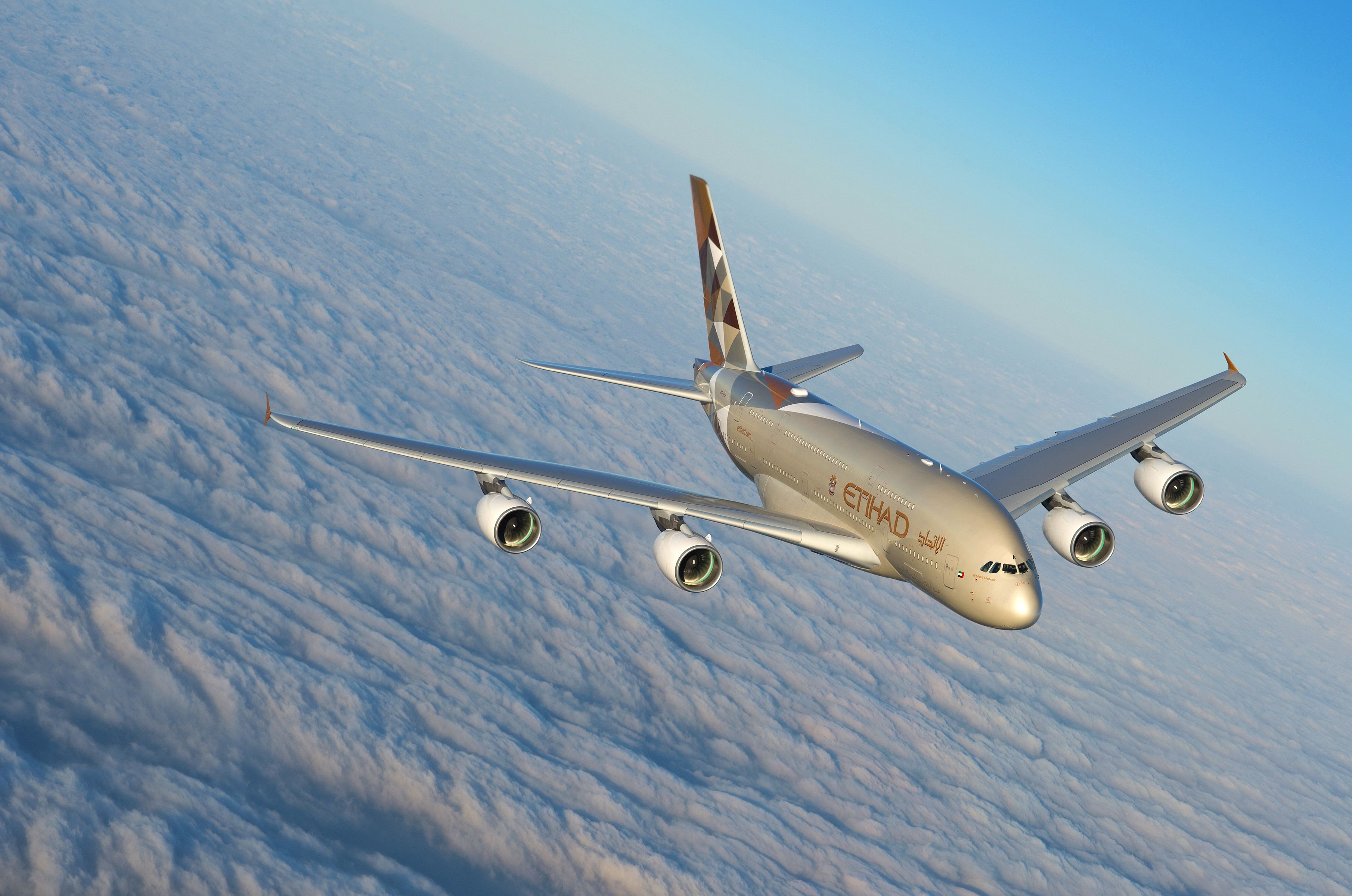 Cloud Passenger Plane Aircraft Airbus Etihad Airways 3620x2400