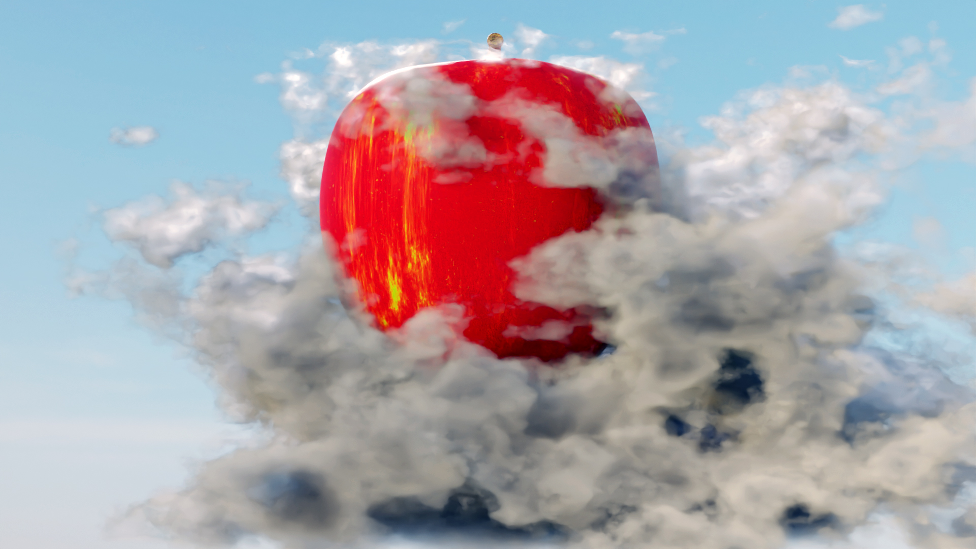 Red Apple Clouds 3D Abstract Abstract 3D Graphics Blender Procedural Generation 1920x1080