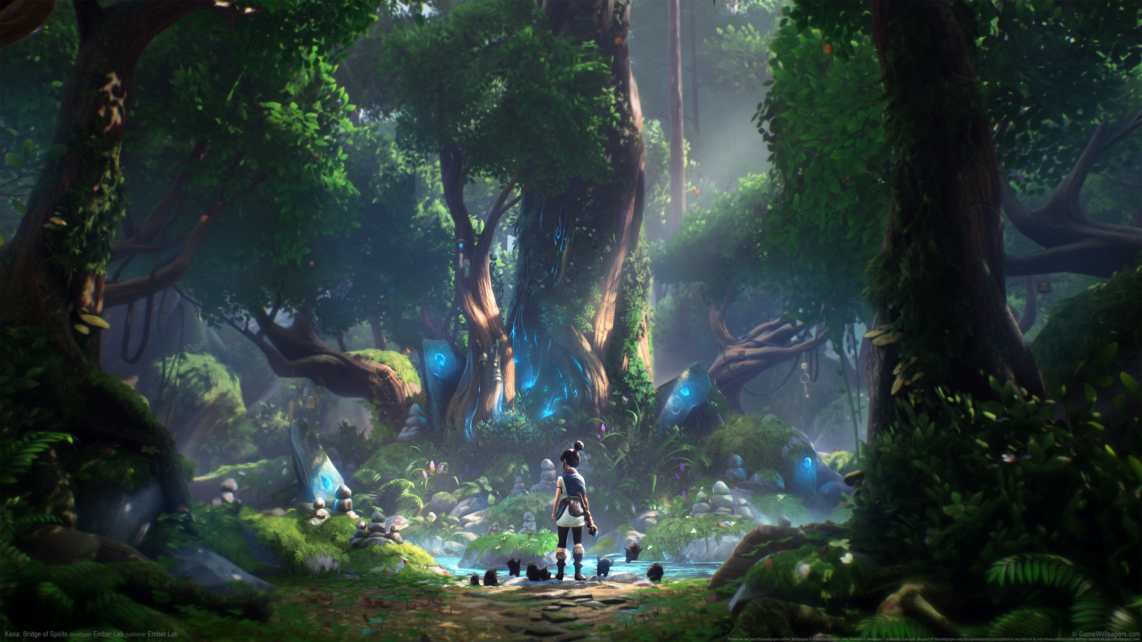 Kena Bridge Of Spirits Tree Trunk Forest Way Game CG Anime Girls Nature 3840x2160