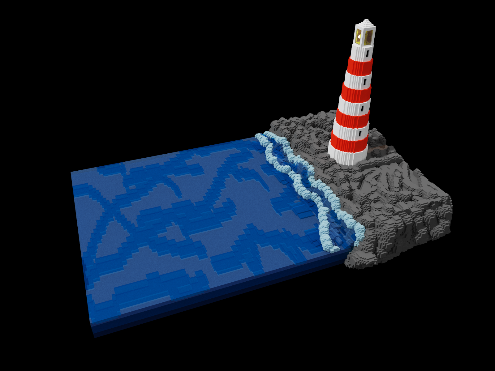 Voxels Pixel Art Lighthouse Low Poly 1600x1200