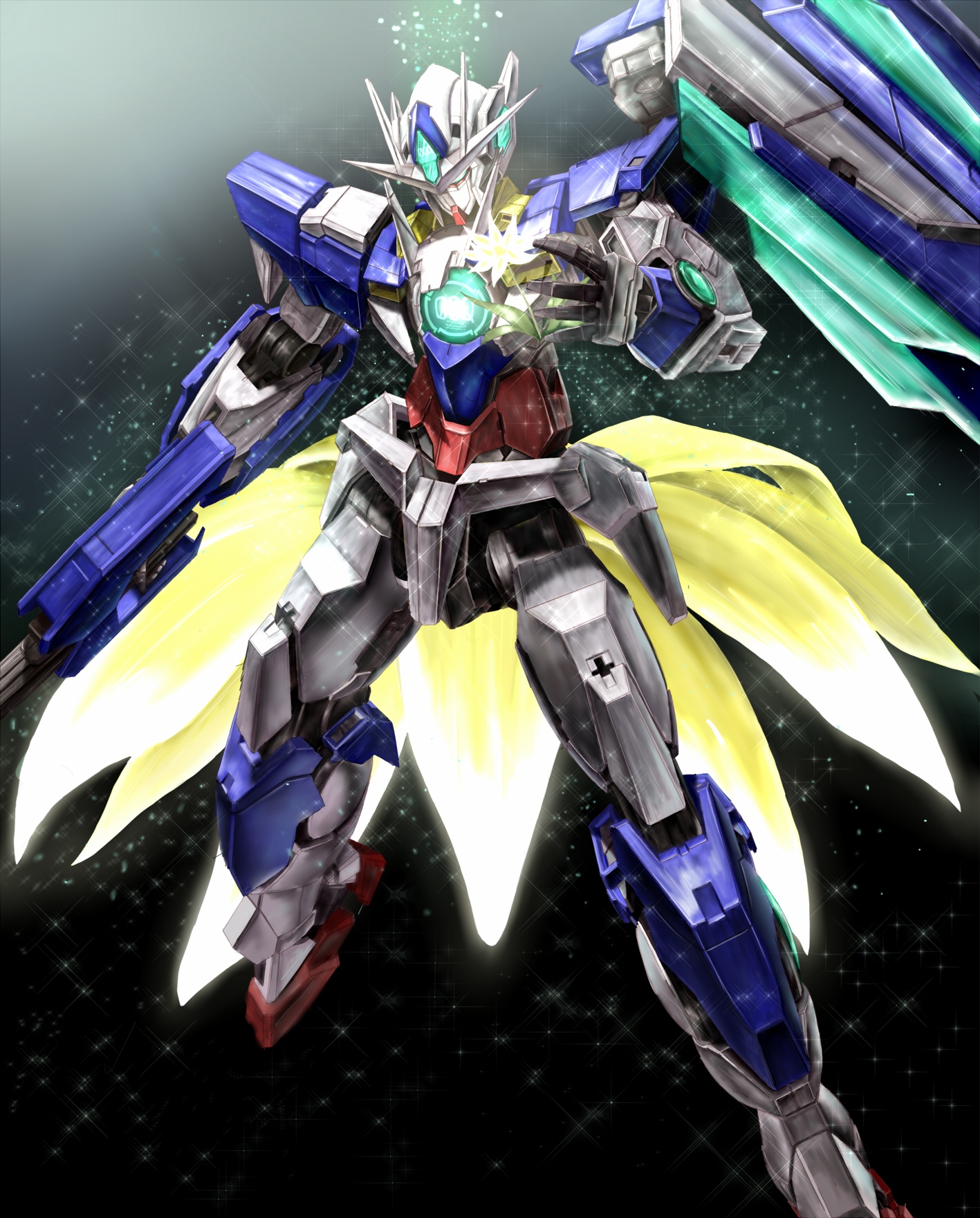 Anime Mech Gundam Super Robot Wars Mobile Suit Gundam 00 00 Qan T Artwork Fan Art Digital Art 1417x1761