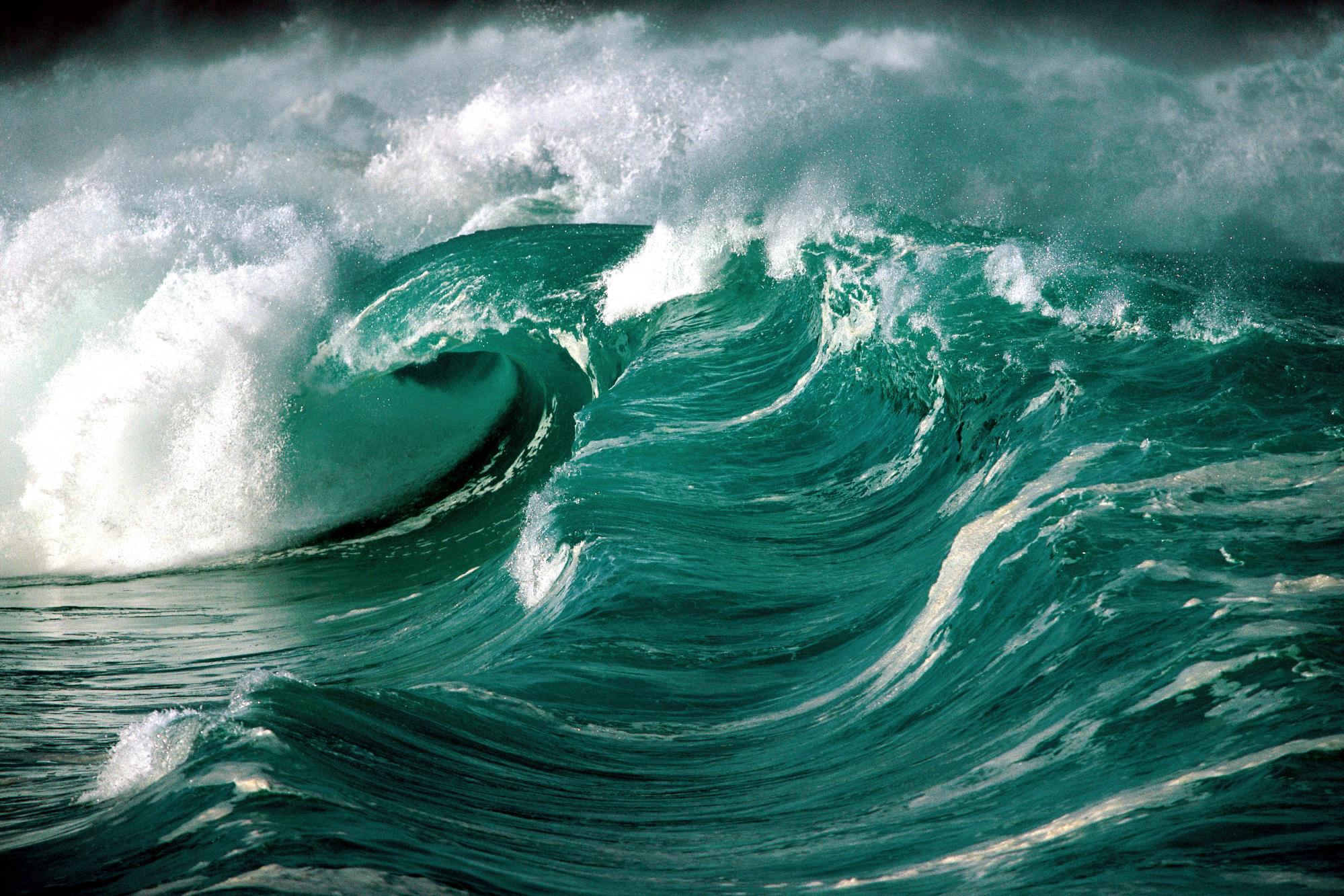 Waves Water Blue Green Ocean View Surf Green 1999x1333