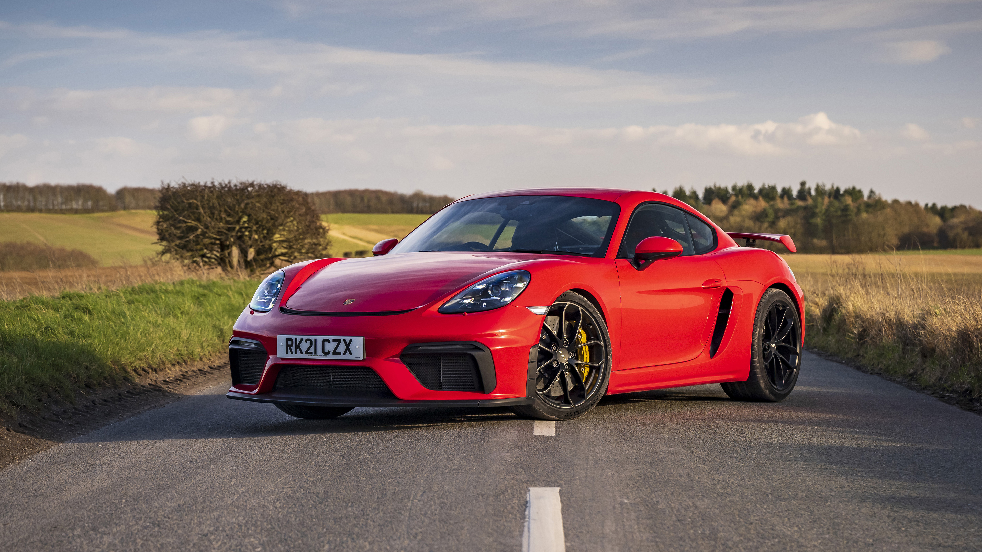 Porsche Porsche 718 Porsche Boxster Cayman Red Cars Sports Car Road 3840x2160