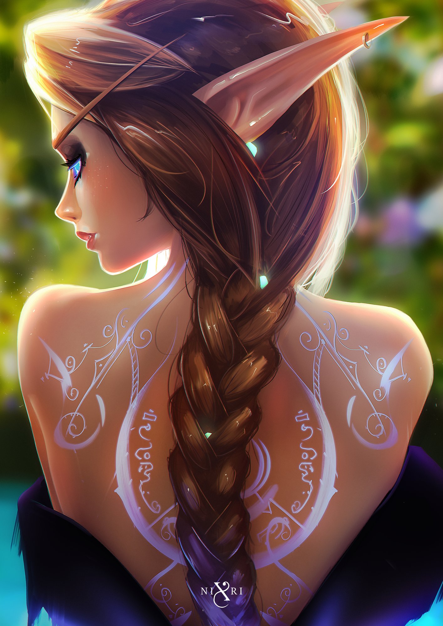Artwork Fantasy Art Fantasy Girl Women Elves Elf Ears Braids Long Hair Nixri 1414x2000